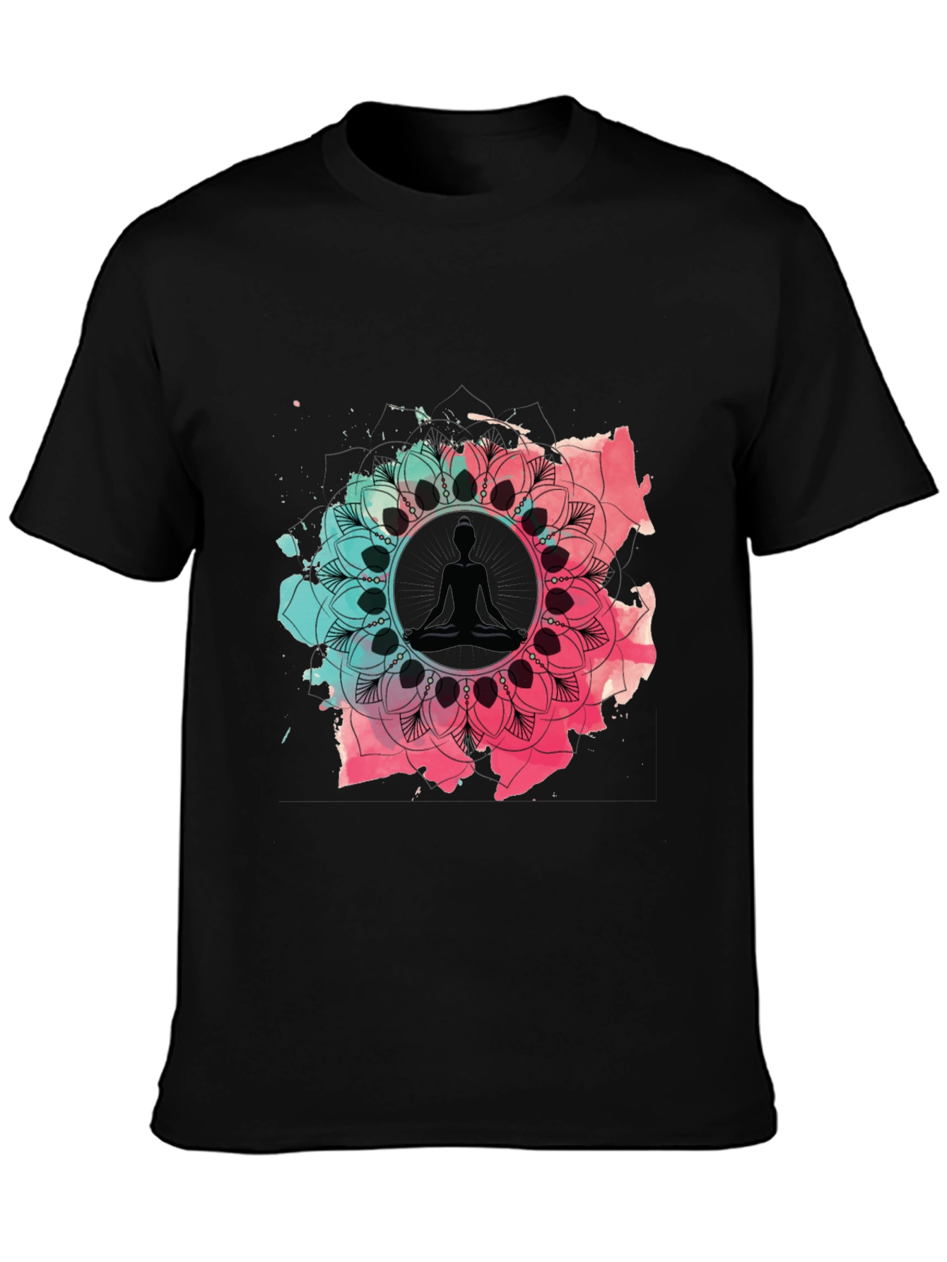 Meditative Mandala Graphic Tee - Black