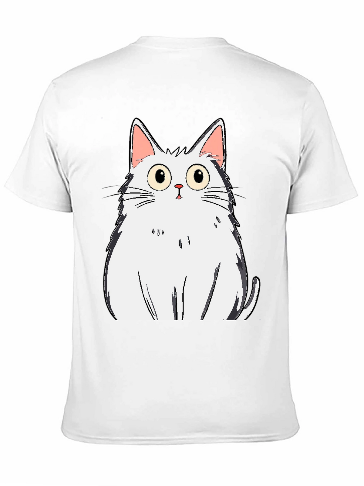 Cartoon Cat Graphic Tee - Black