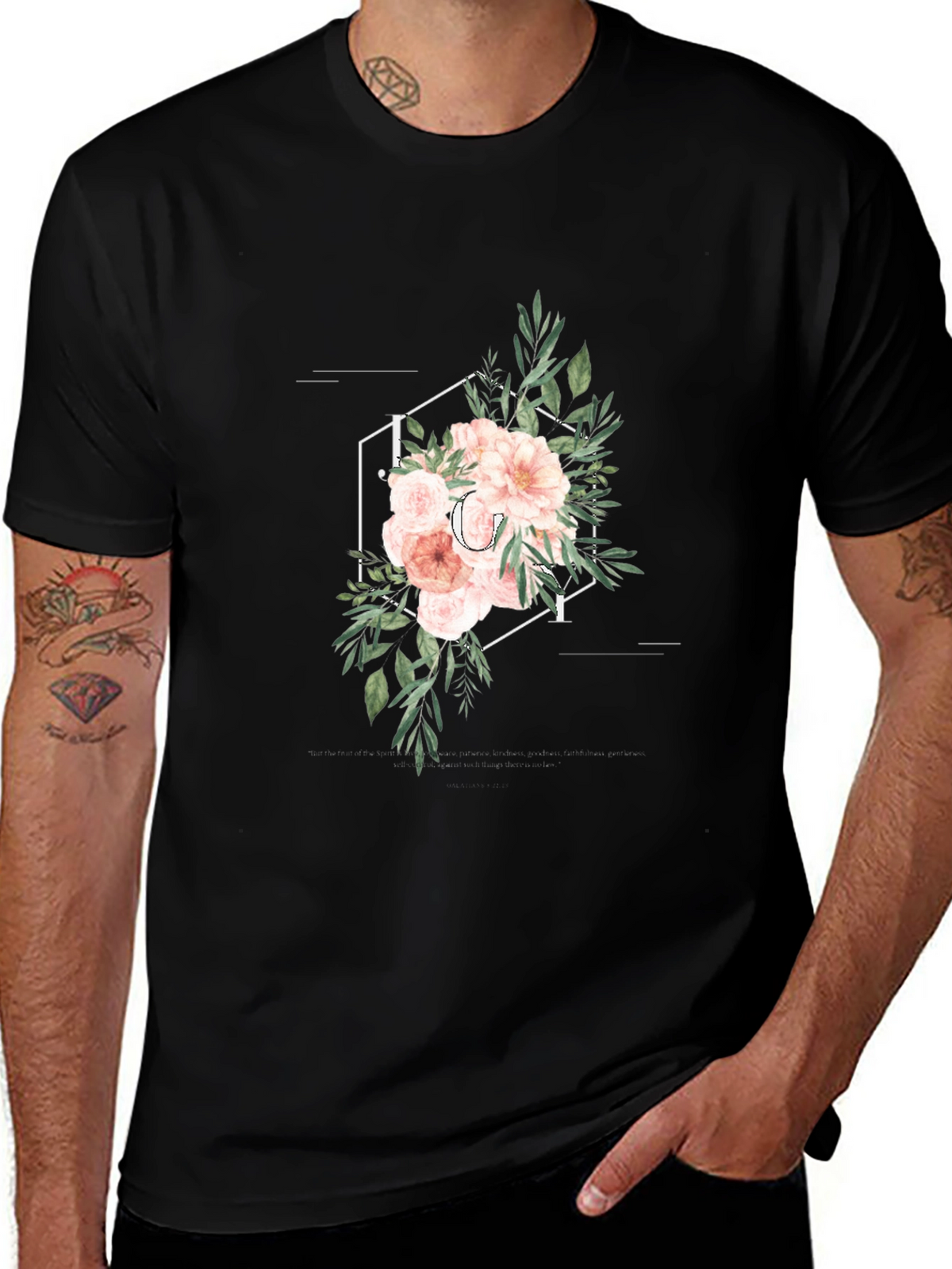 Floral Initial T-Shirt - Elegant Personalized Design