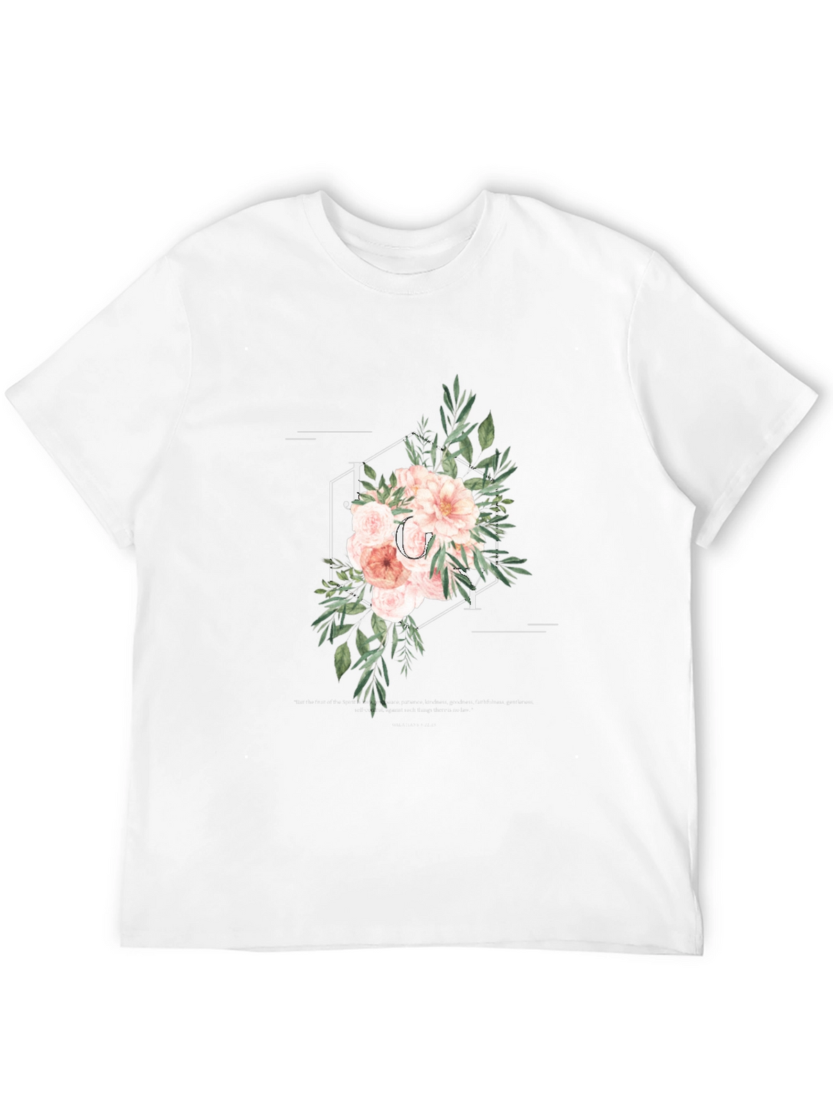 Floral Initial T-Shirt - Elegant Personalized Design
