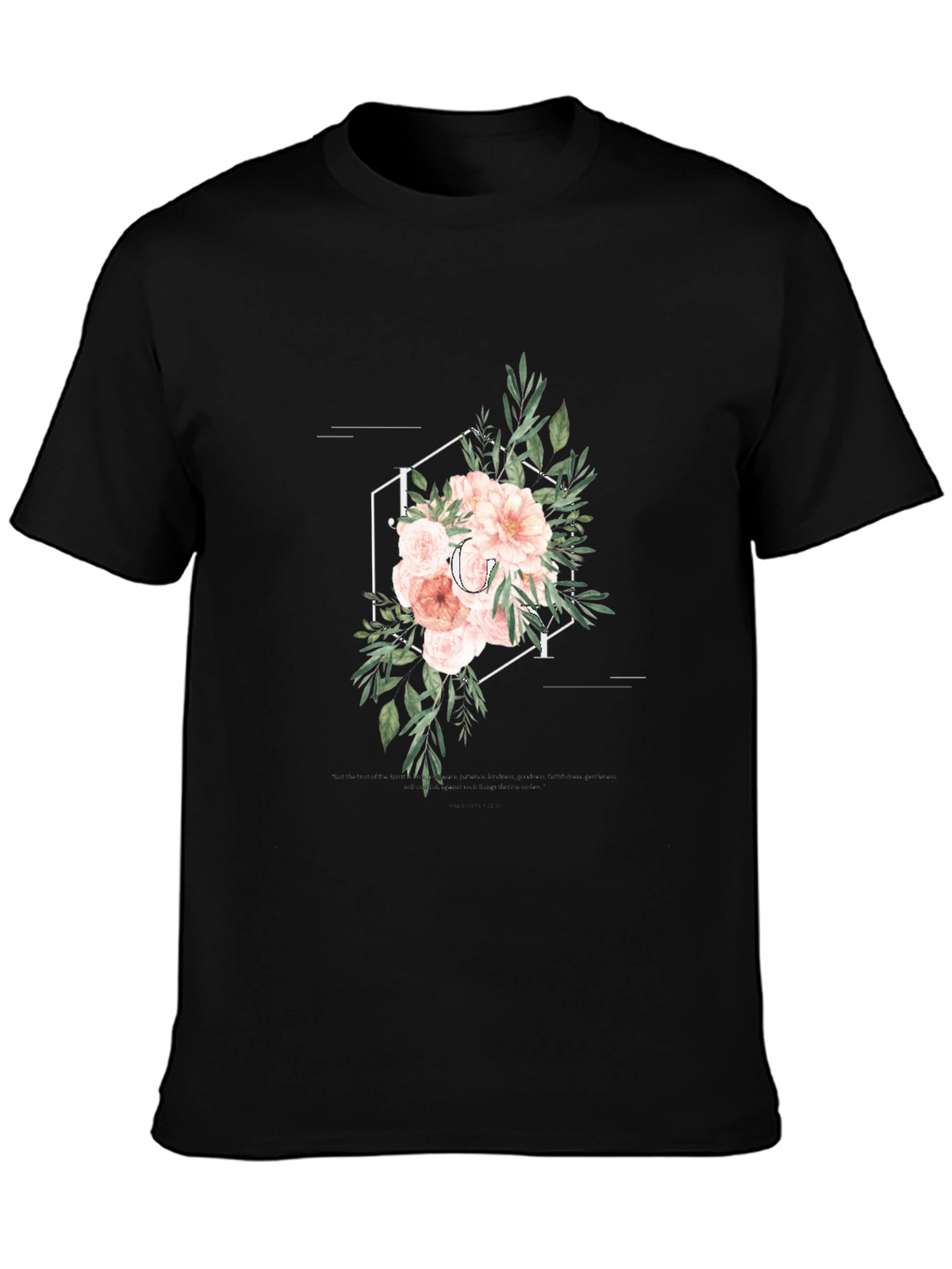 Floral Initial T-Shirt - Elegant Personalized Design