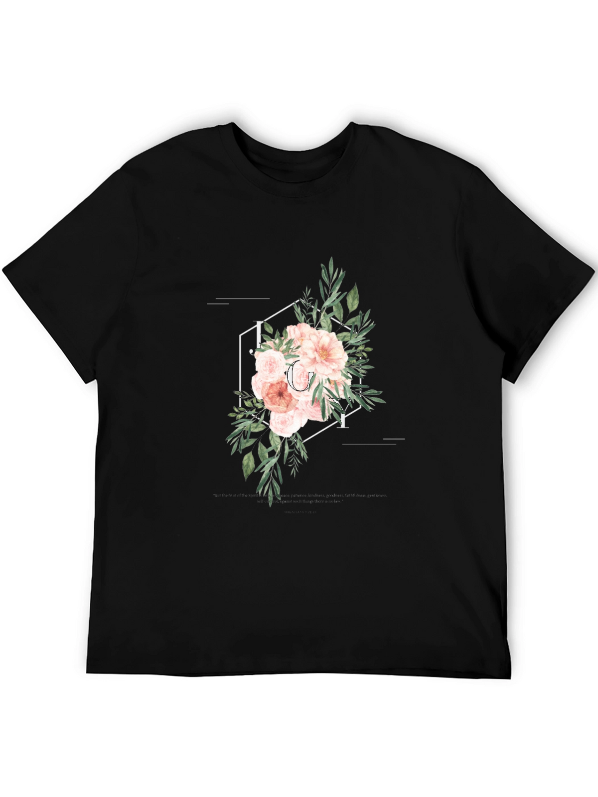 Floral Initial T-Shirt - Elegant Personalized Design
