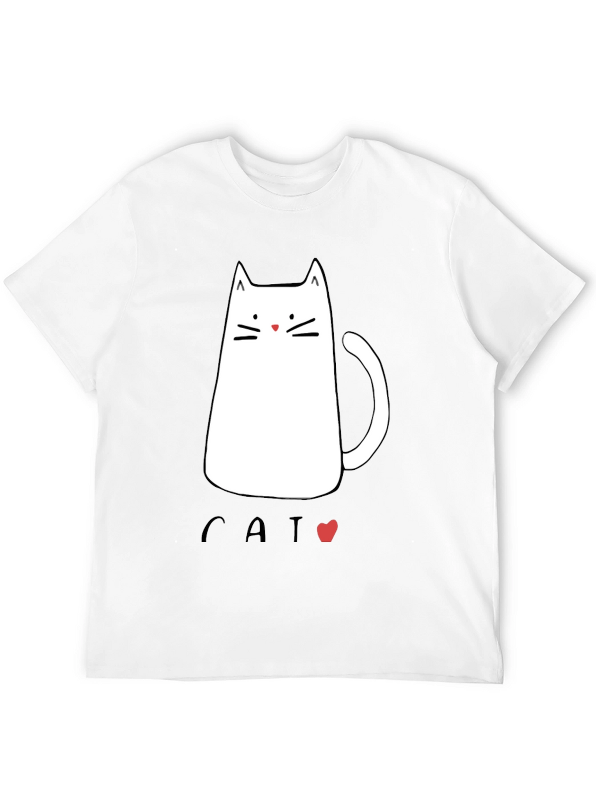 Mens Black T-Shirt with Cat Graphic