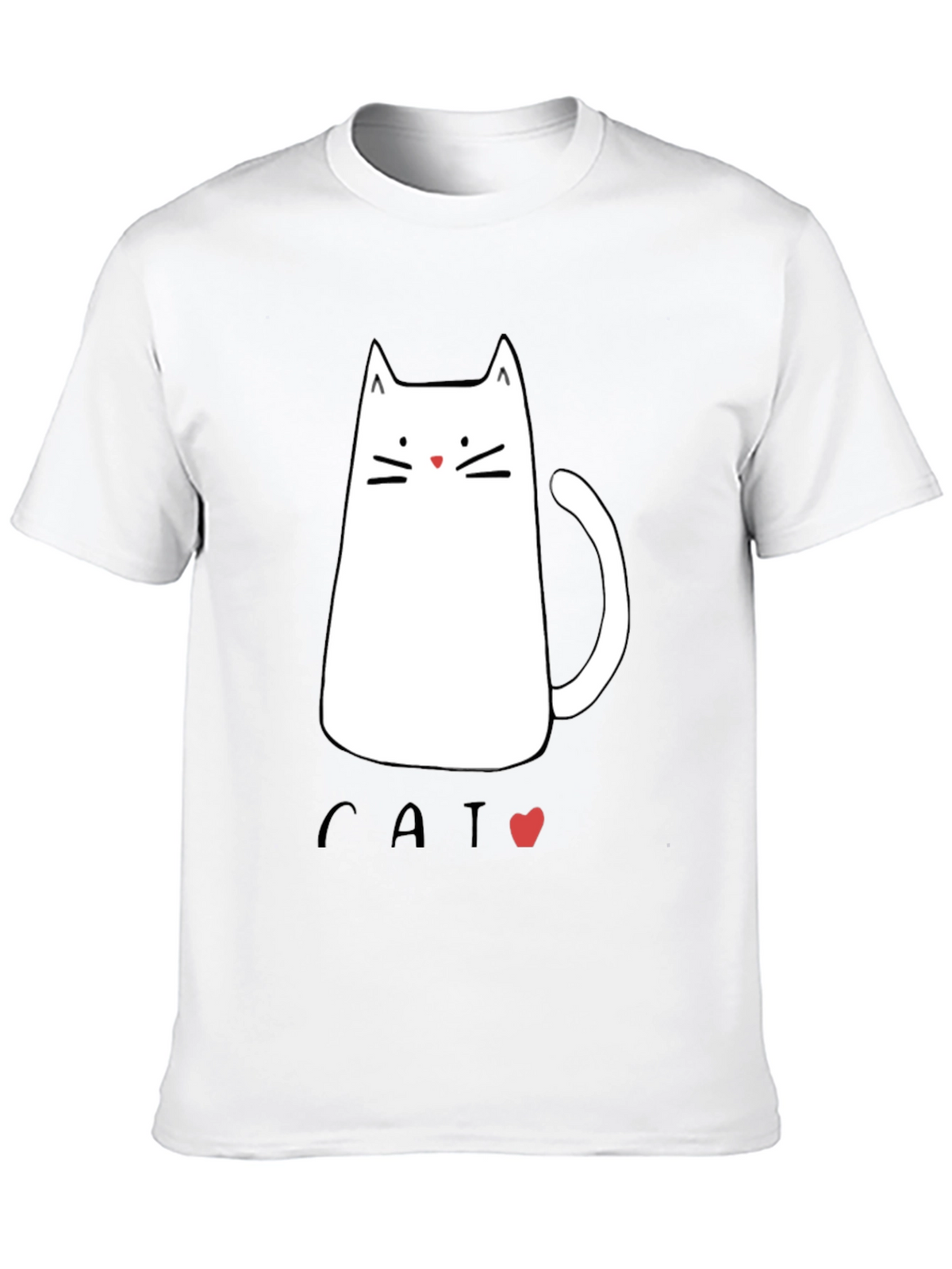 Mens Black T-Shirt with Cat Graphic