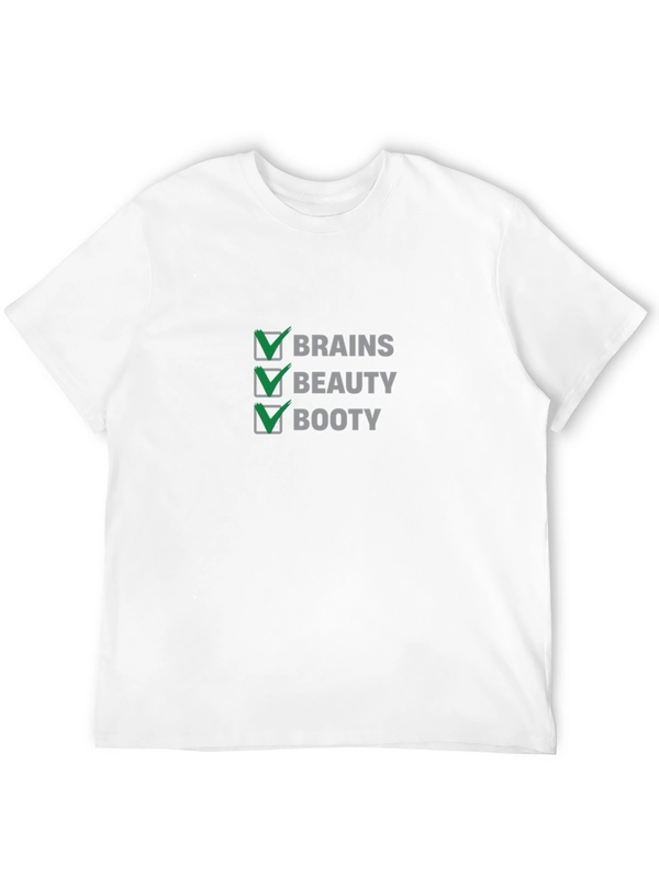 Brains Beauty Booty Checkmark Black T-Shirt
