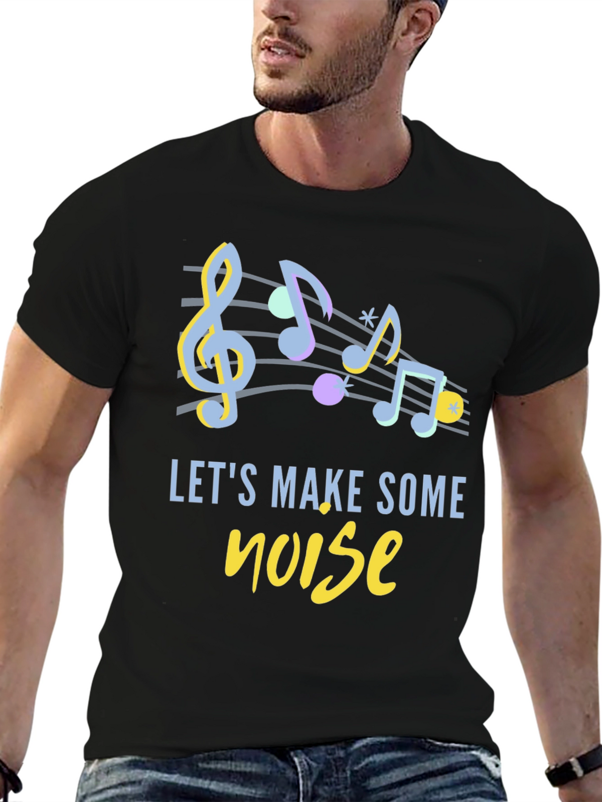 Musical Notes Graphic Tee - Lets Make Some Noise!