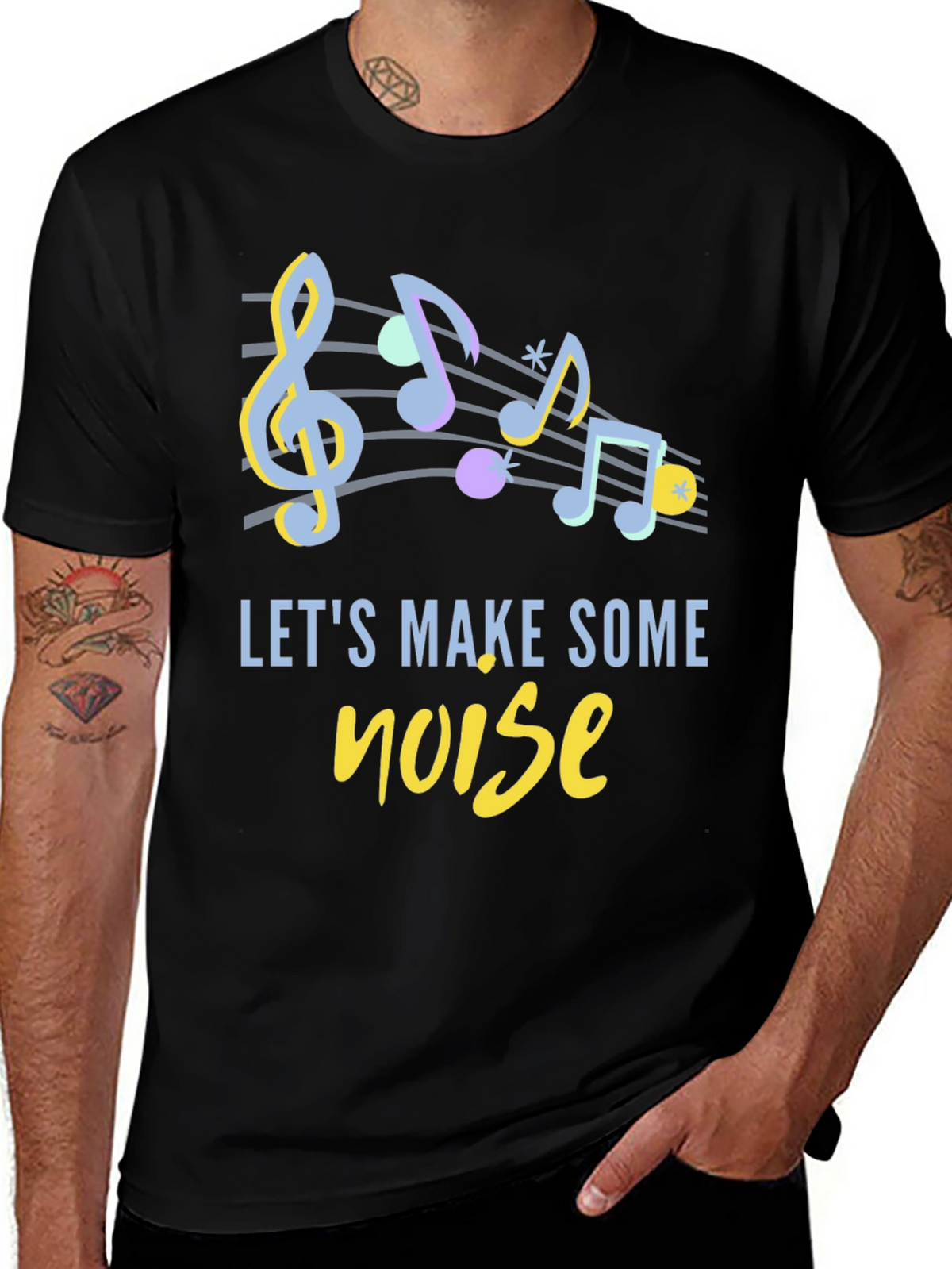 Musical Notes Graphic Tee - Lets Make Some Noise!