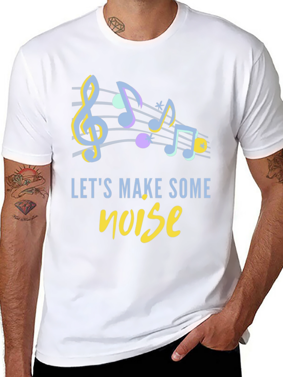 Musical Notes Graphic Tee - Lets Make Some Noise!