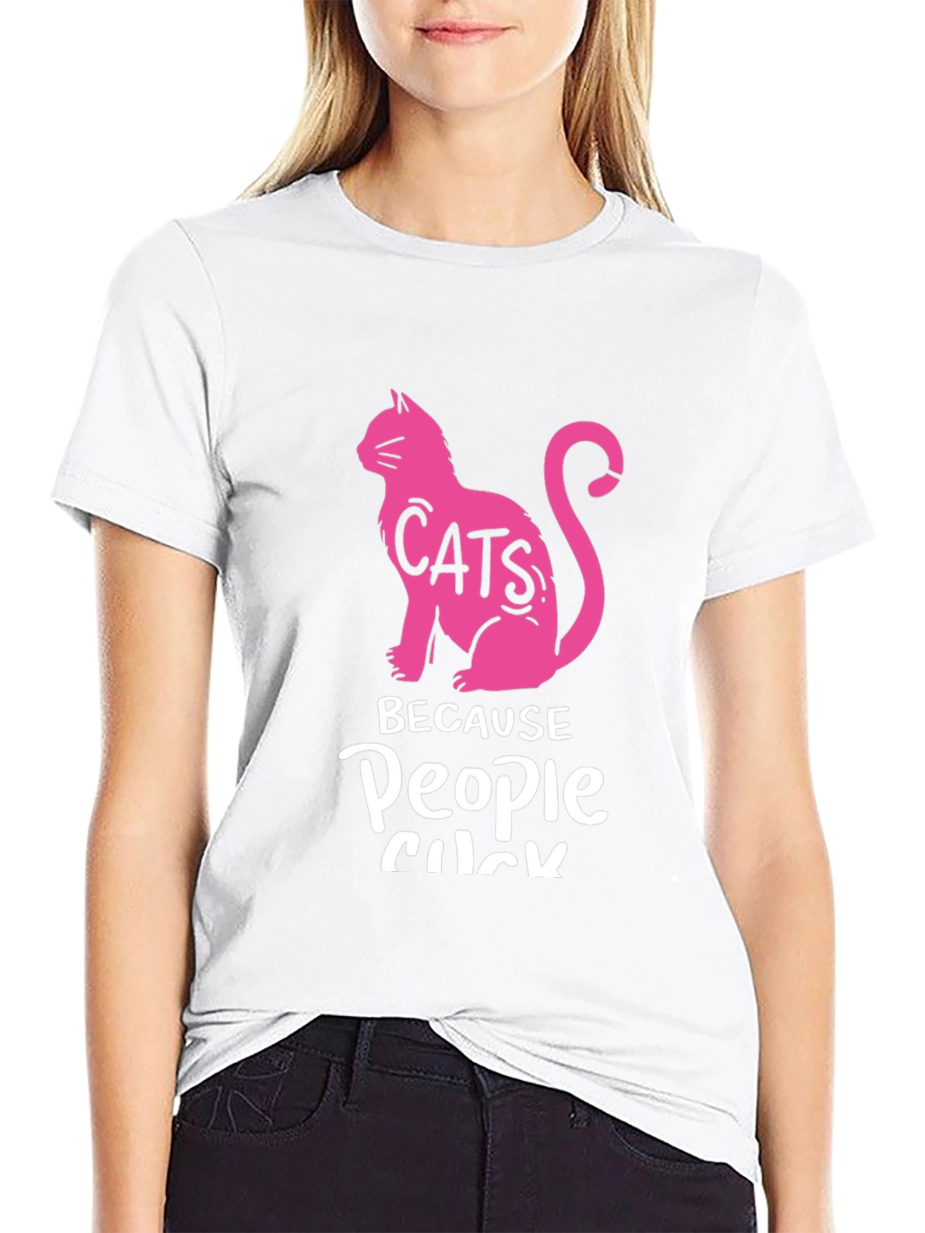 Cats Because People Suck Black T-Shirt