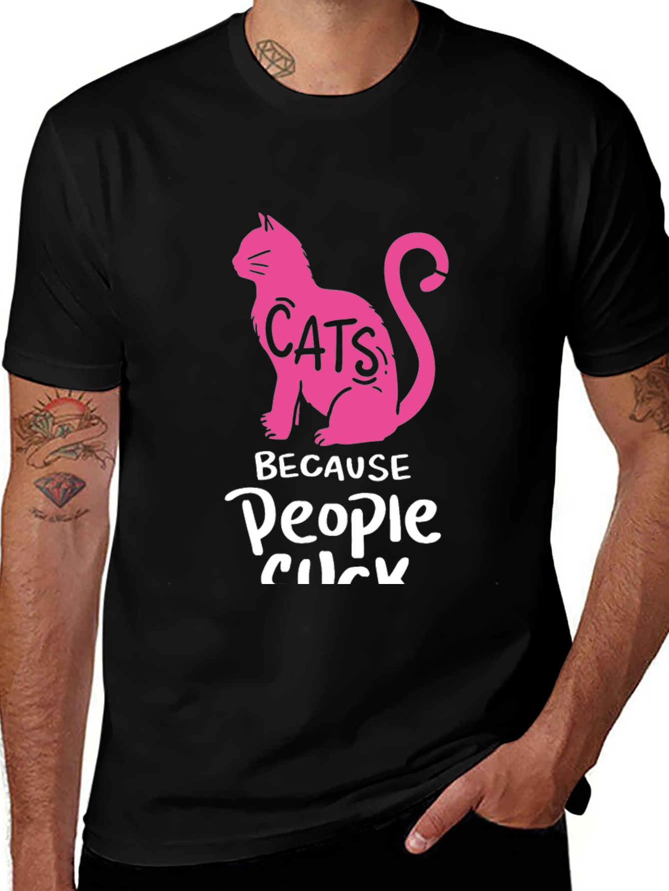 Cats Because People Suck Black T-Shirt