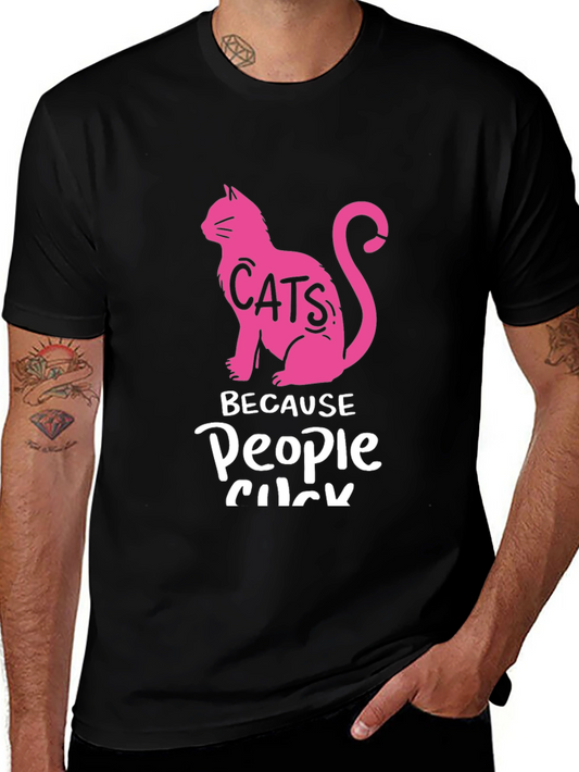 Cats Because People Suck Black T-Shirt