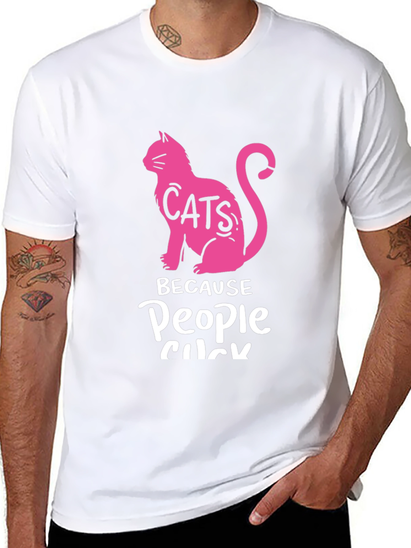Cats Because People Suck Black T-Shirt