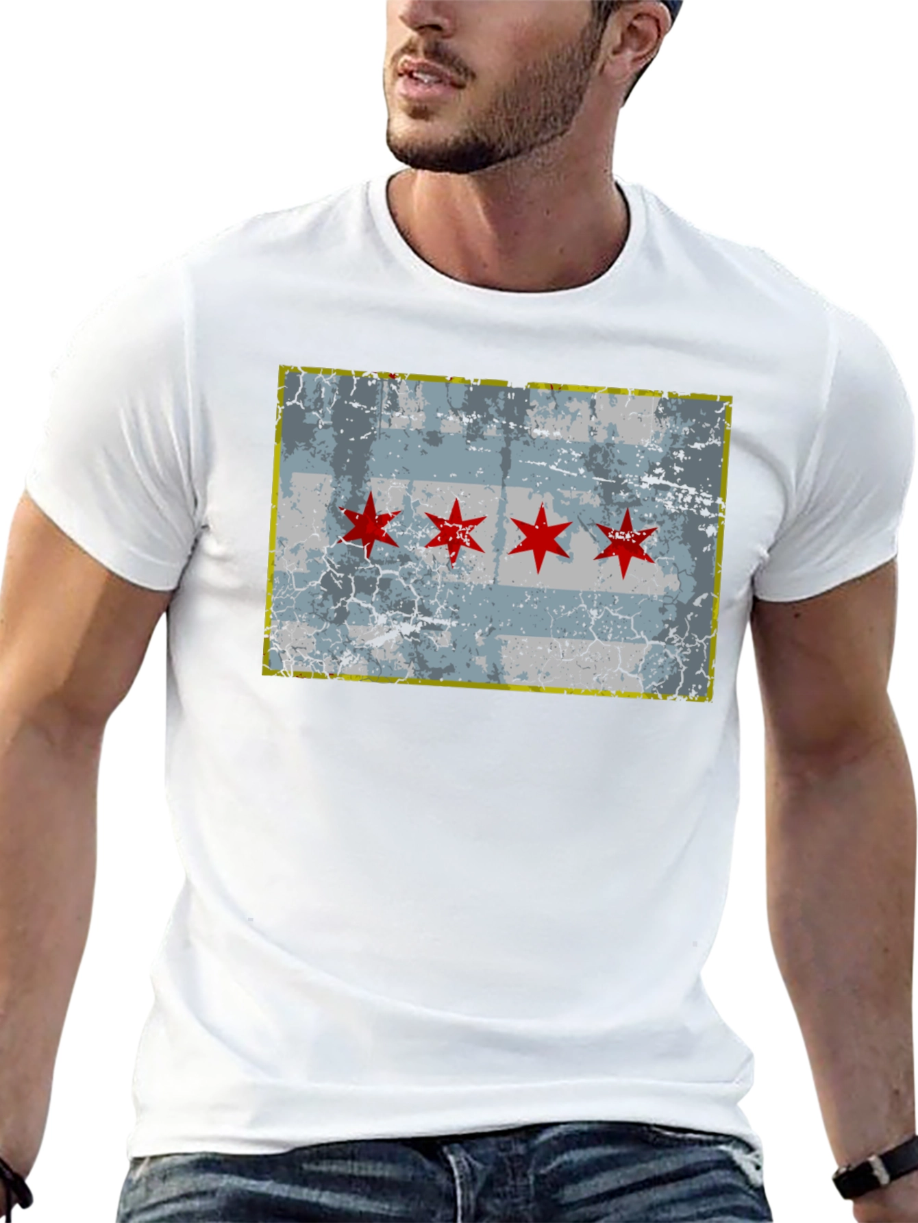 Chicago Flag Distressed T-Shirt