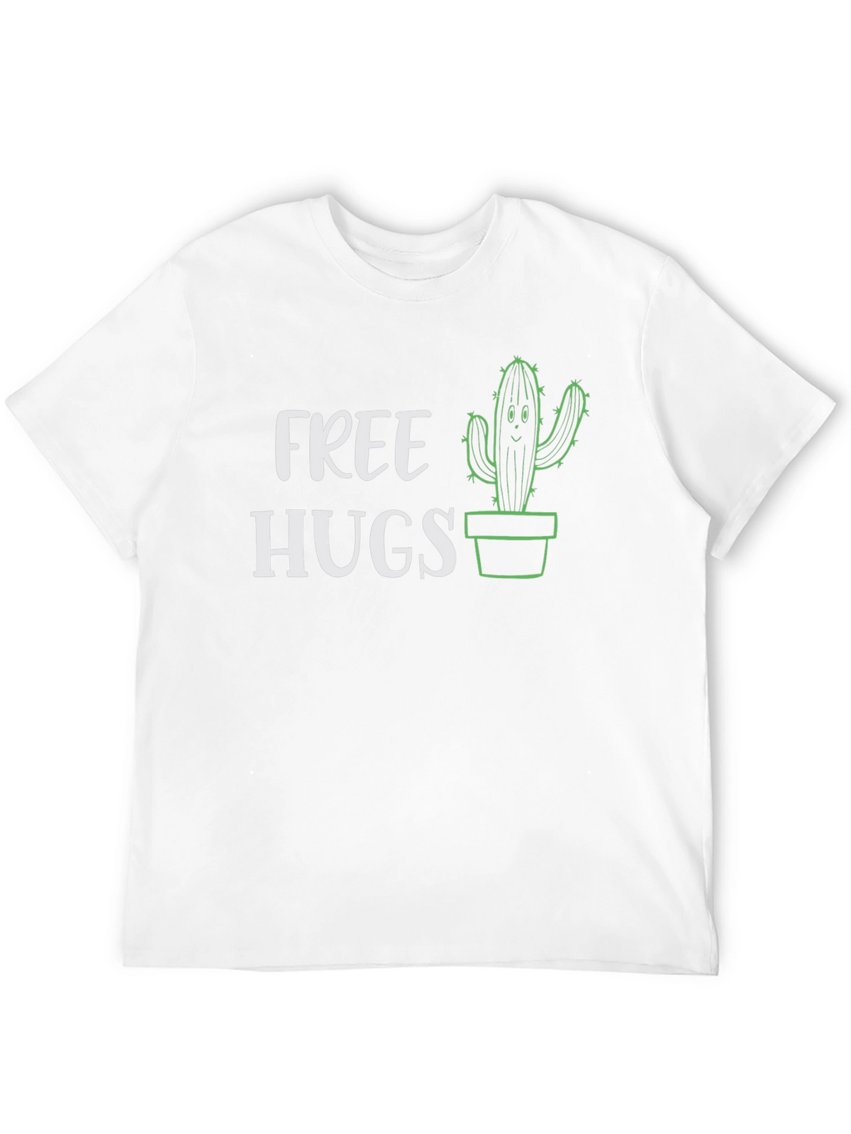 Free Hugs Cactus Graphic Tee - Black Cotton T-Shirt