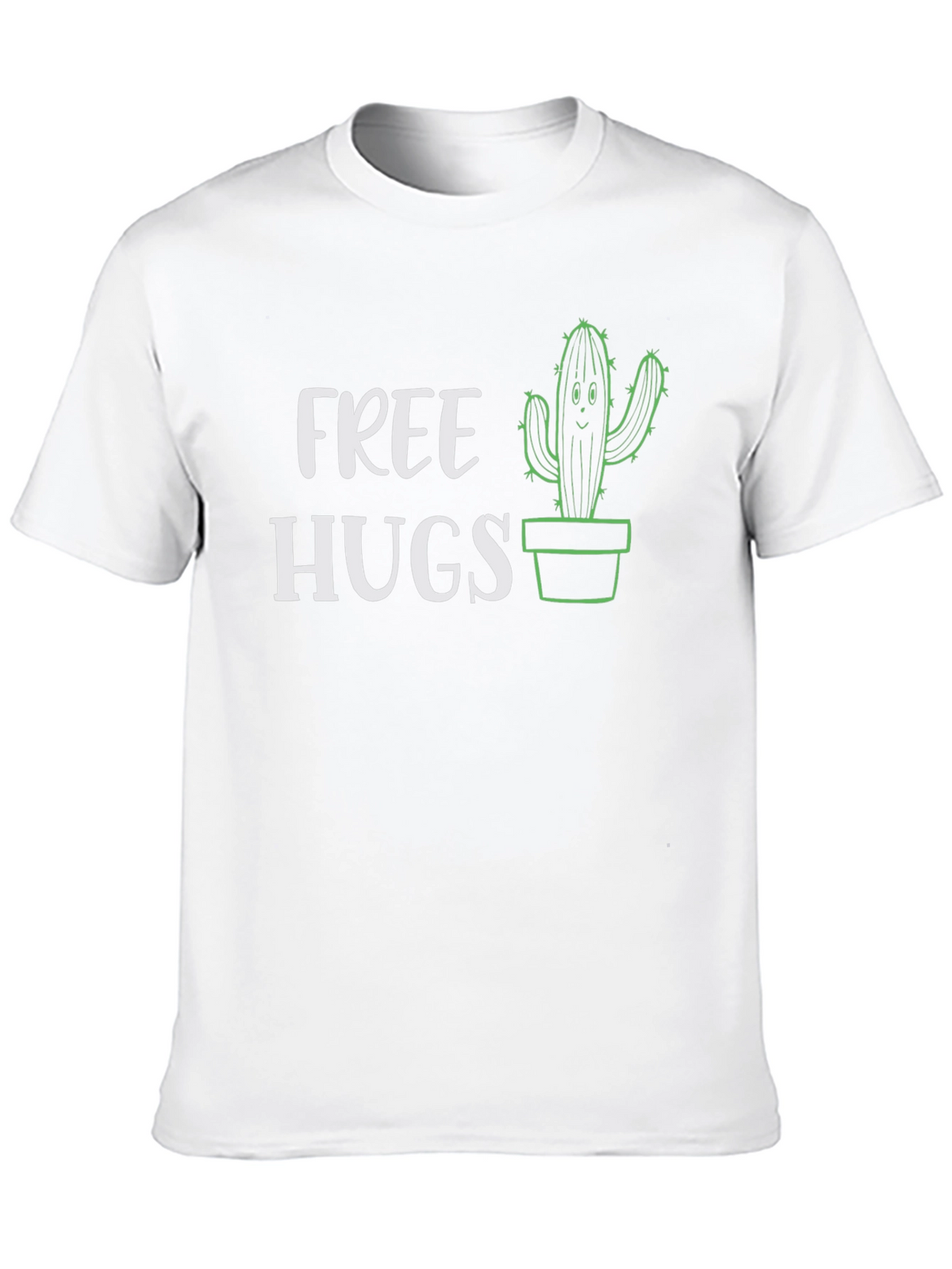Free Hugs Cactus Graphic Tee - Black Cotton T-Shirt
