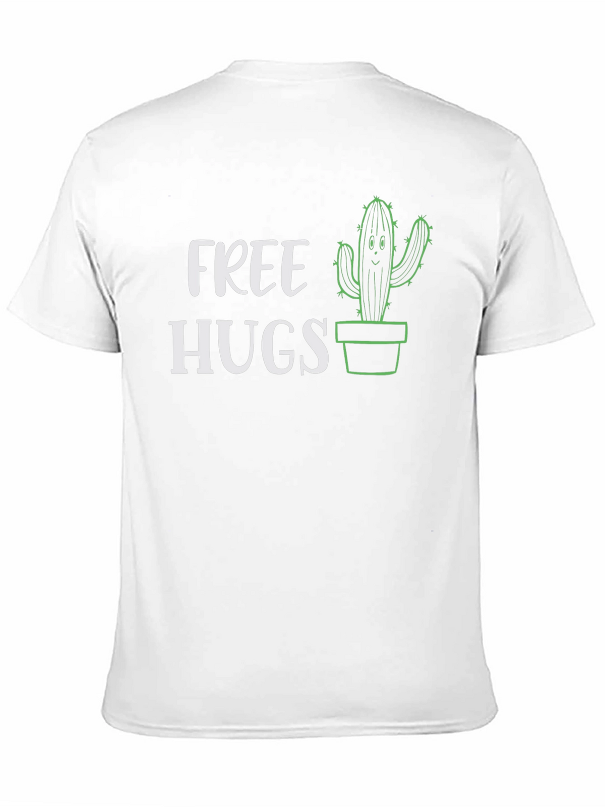 Free Hugs Cactus Graphic Tee - Black Cotton T-Shirt