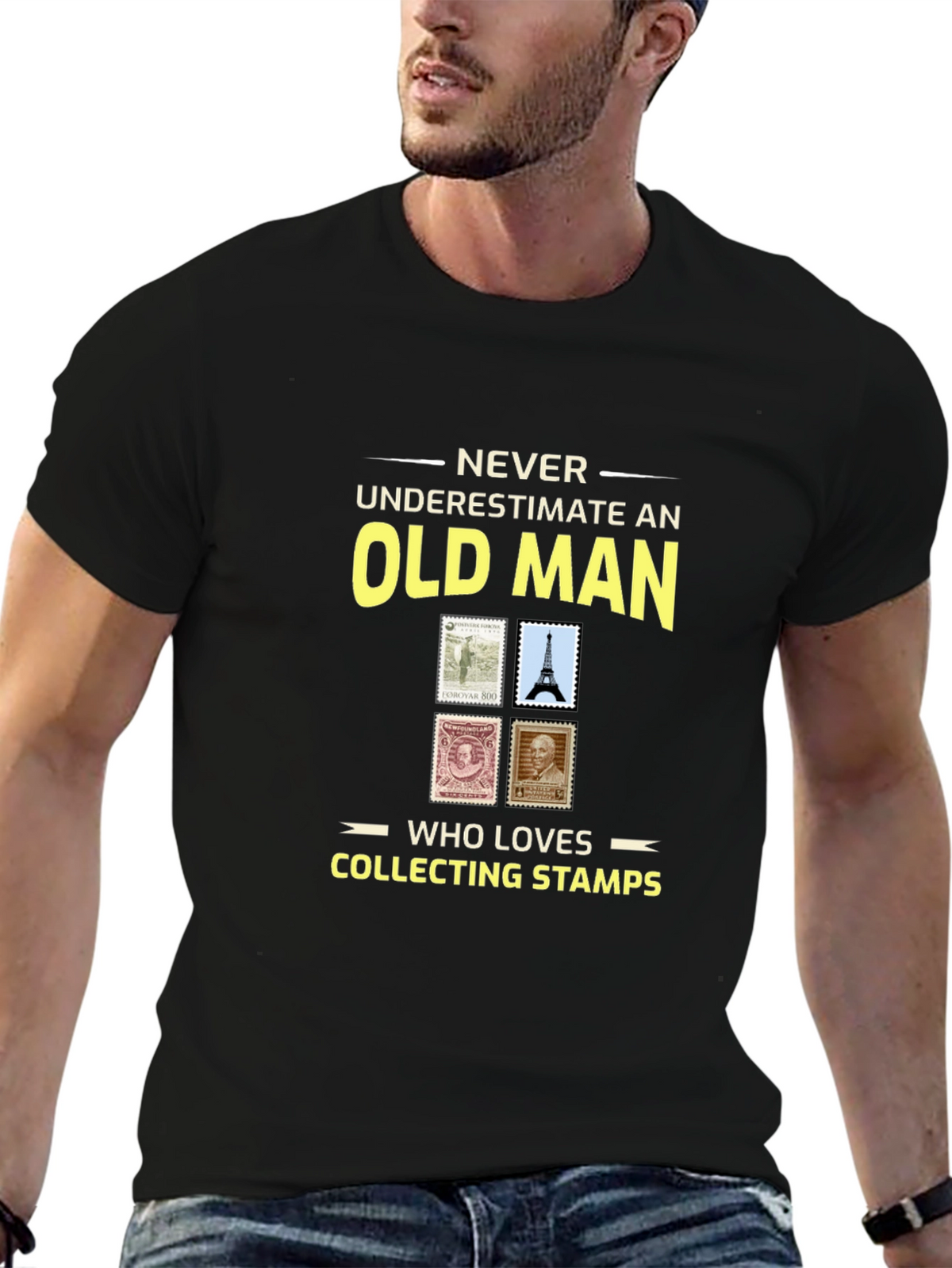 Old Man Stamp Collector T-Shirt