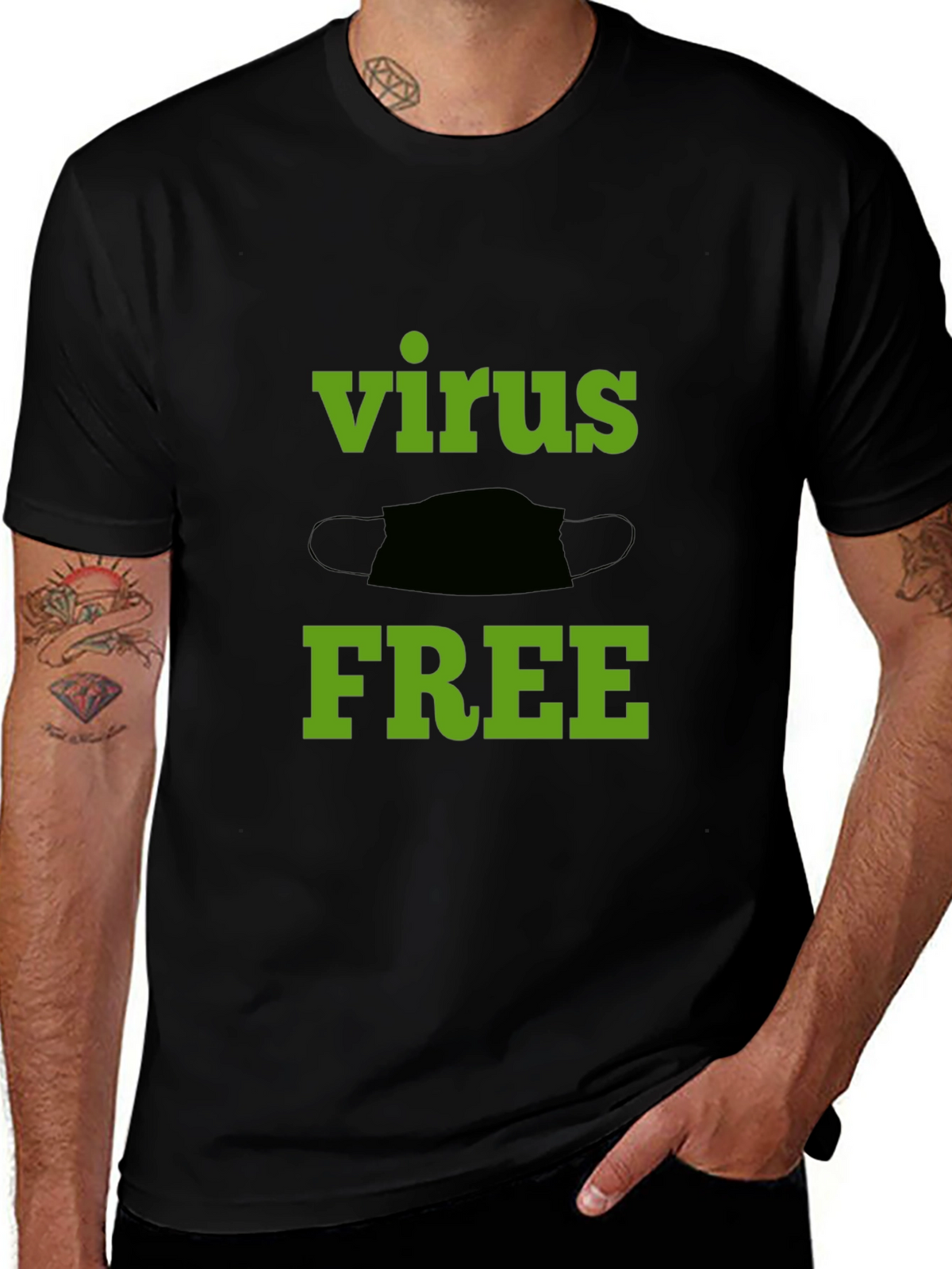 Virus Free Graphic Tee - Black Cotton T-Shirt