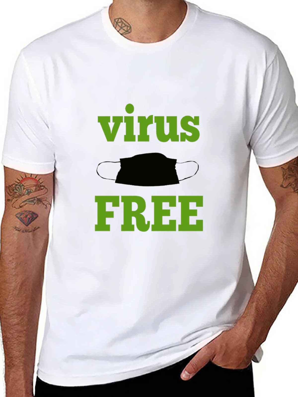 Virus Free Graphic Tee - Black Cotton T-Shirt