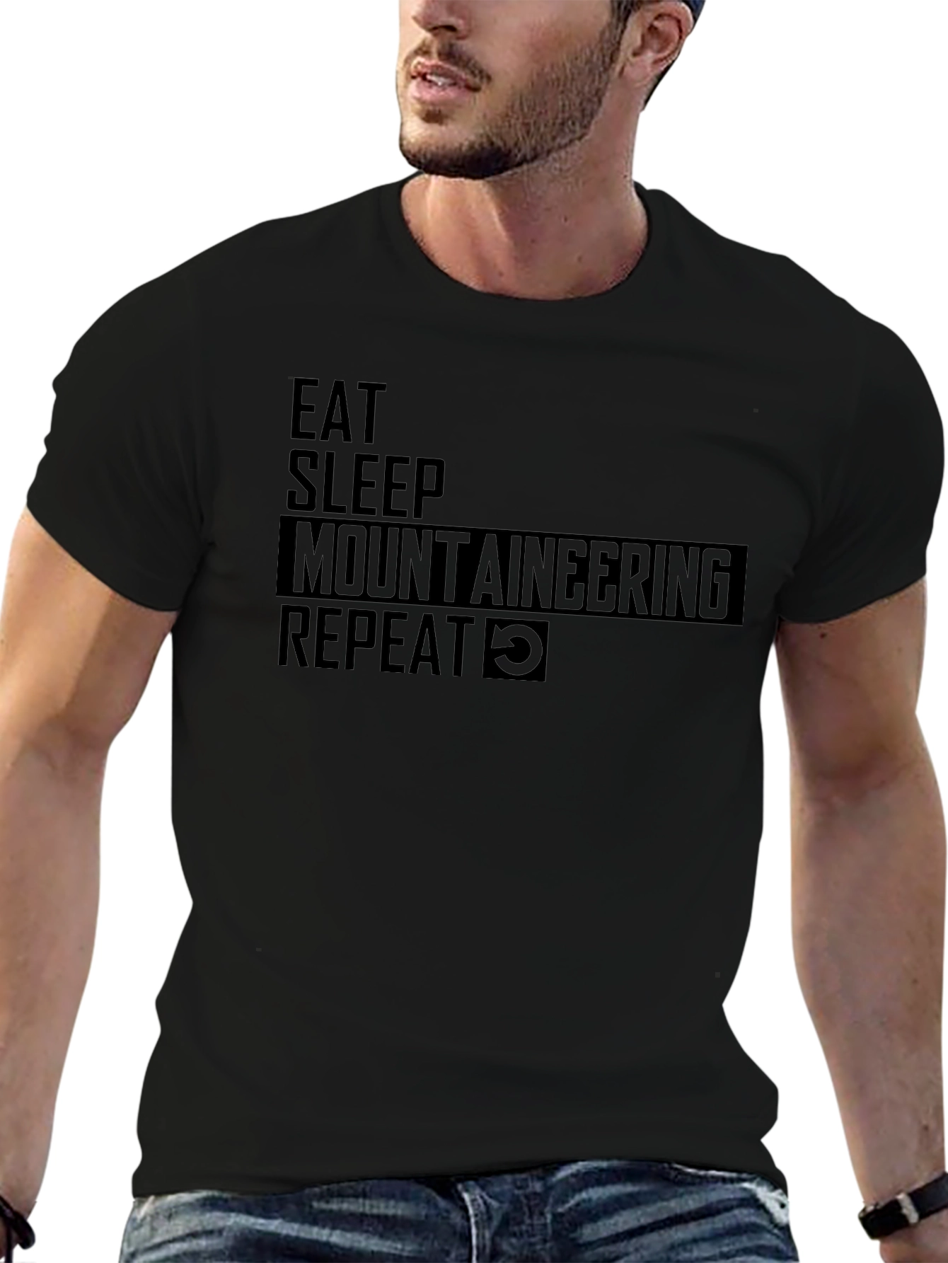 Eat Sleep Mountaineering Repeat Black T-Shirt