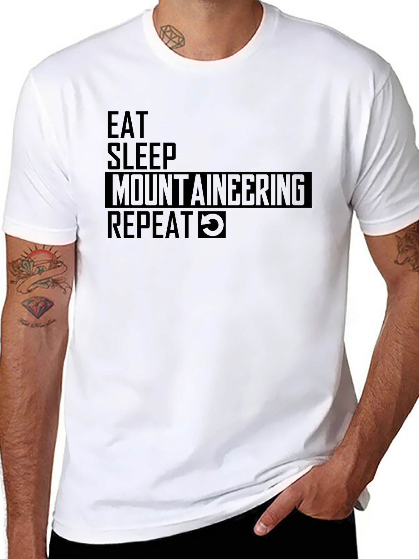 Eat Sleep Mountaineering Repeat Black T-Shirt