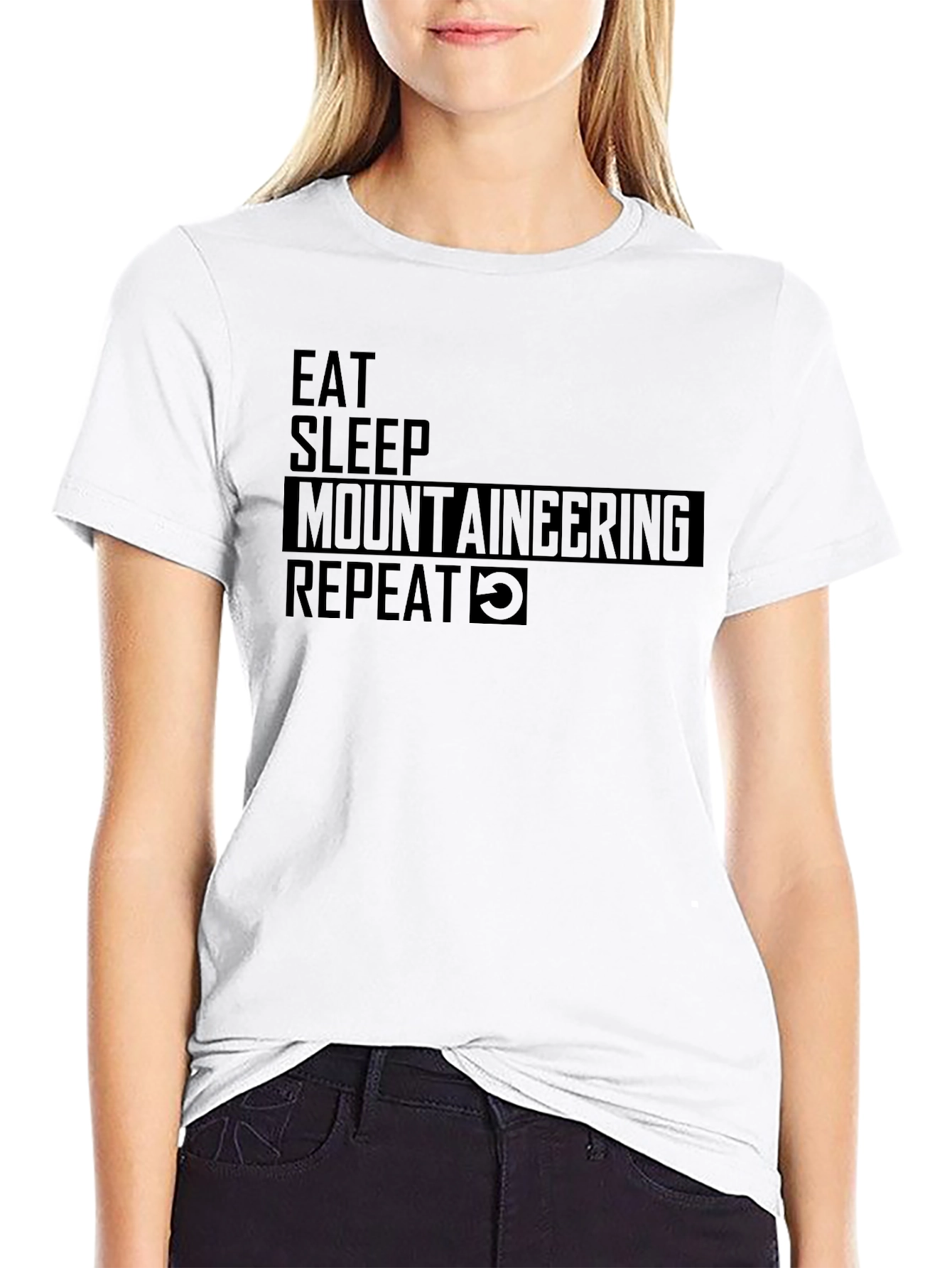Eat Sleep Mountaineering Repeat Black T-Shirt