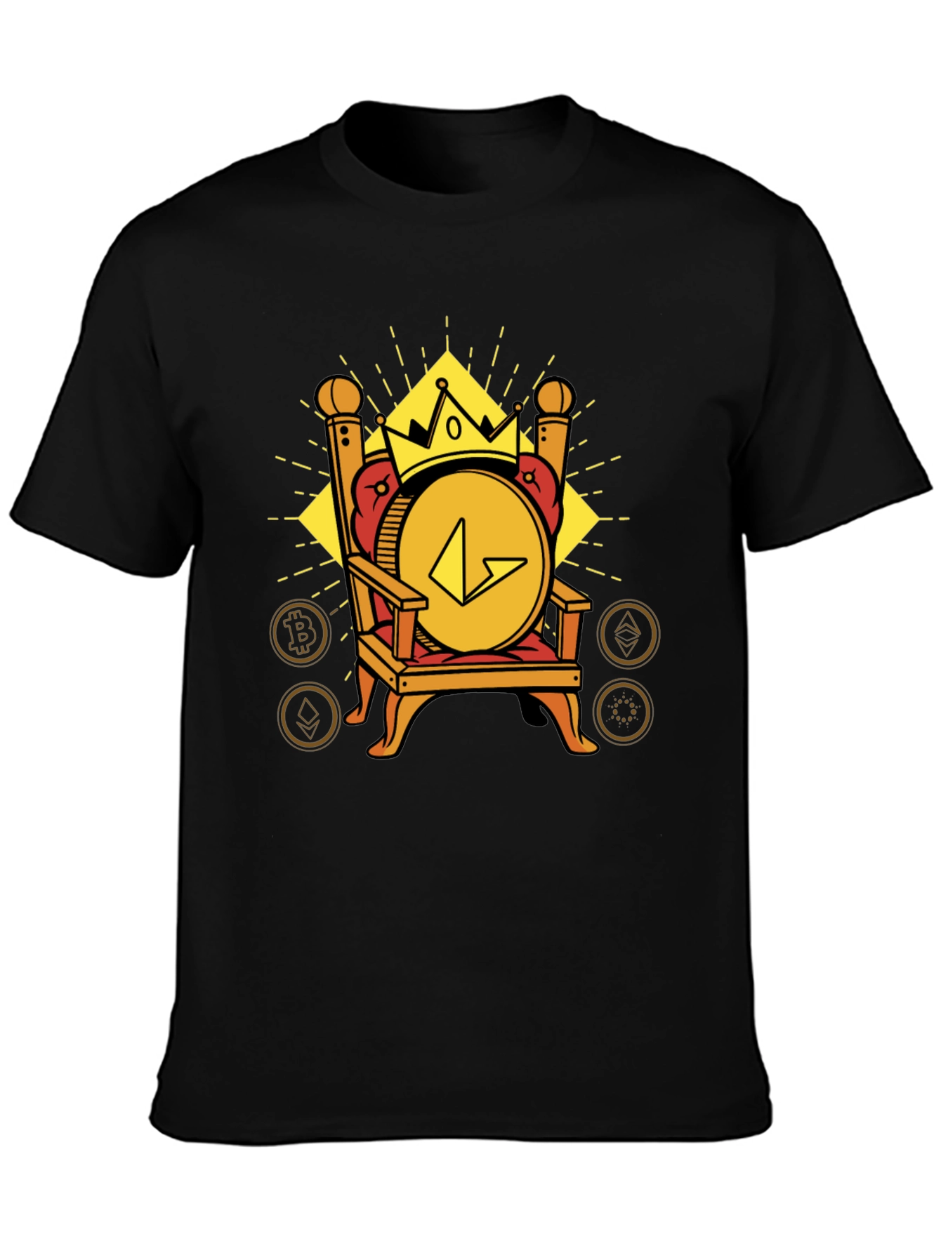 Crypto King Black T-Shirt - Bitcoin Ethereum Design