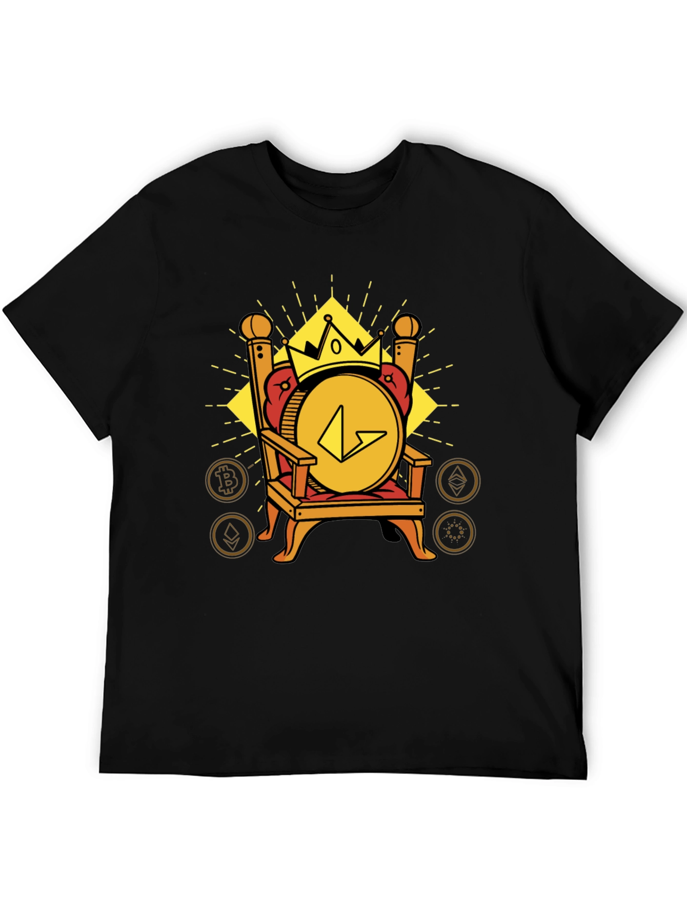 Crypto King Black T-Shirt - Bitcoin Ethereum Design