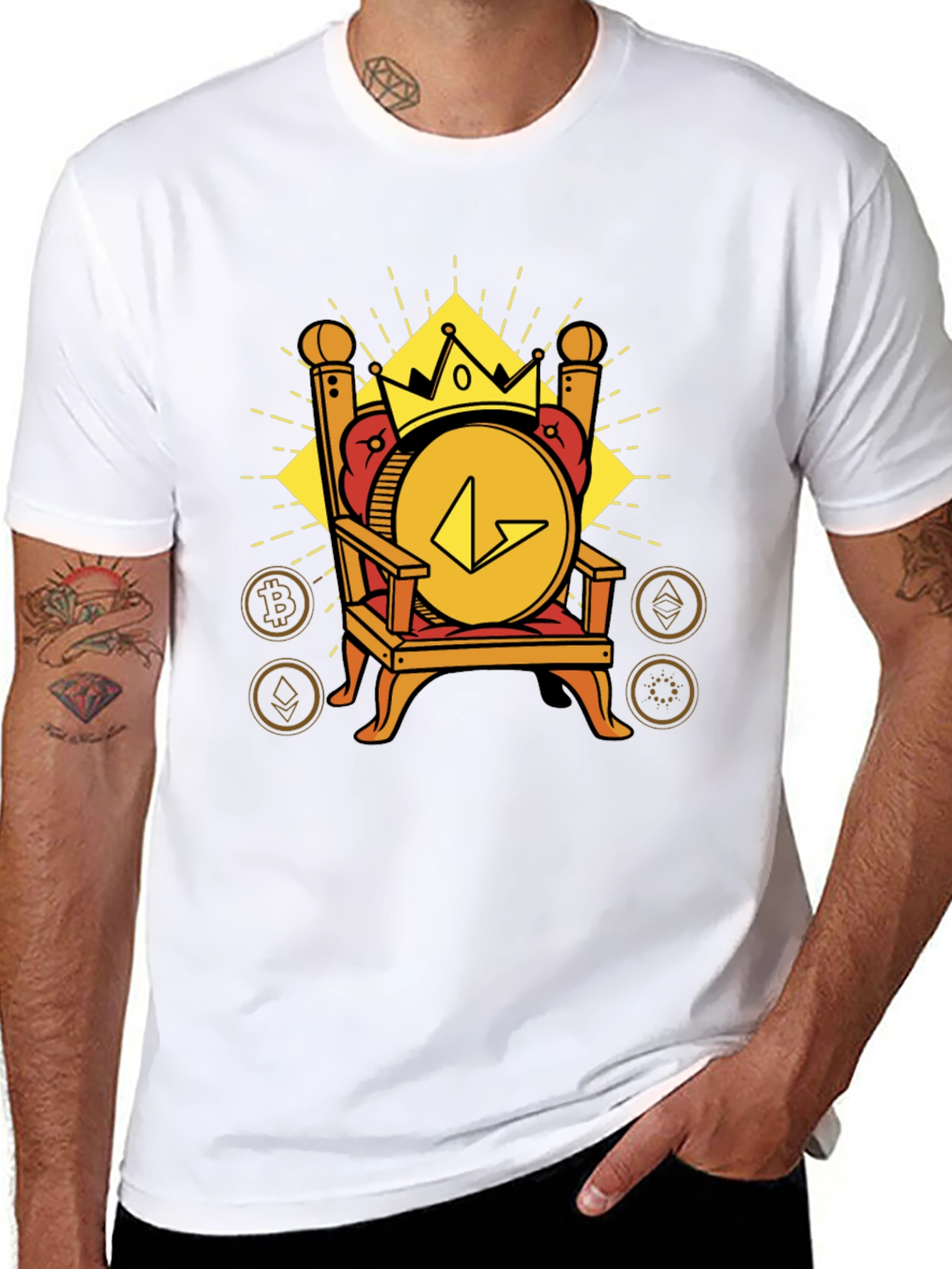 Crypto King Black T-Shirt - Bitcoin Ethereum Design