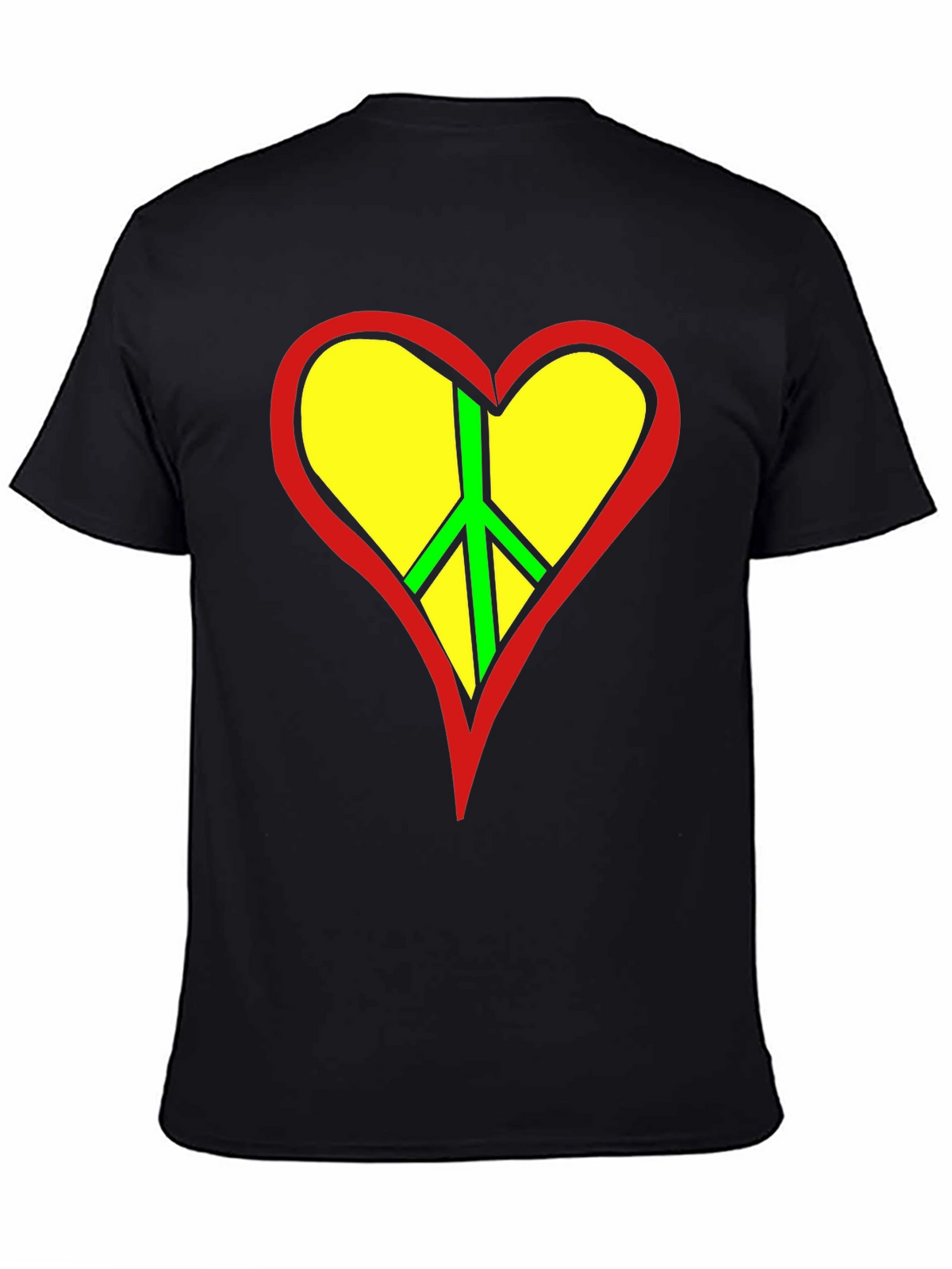 Peace Heart Graphic Tee - Black Cotton T-Shirt