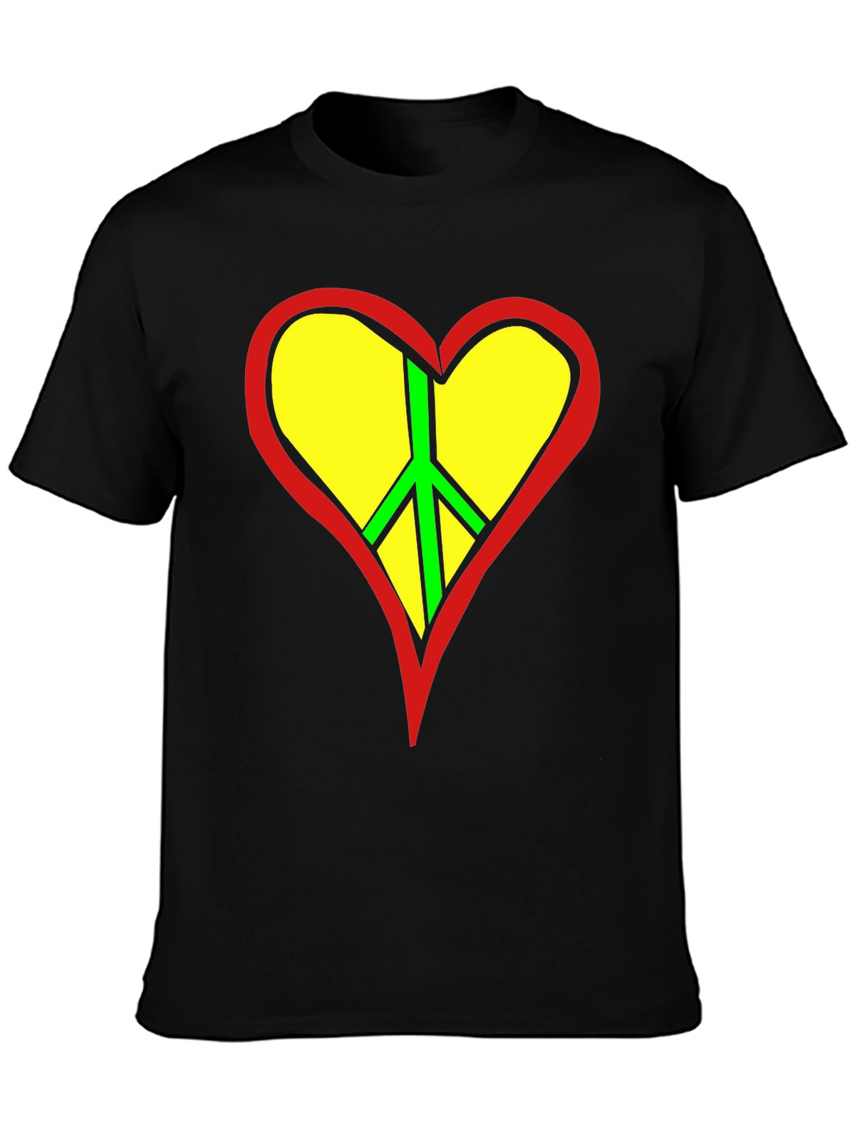 Peace Heart Graphic Tee - Black Cotton T-Shirt