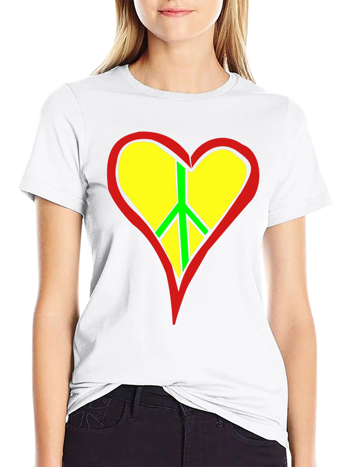 Peace Heart Graphic Tee - Black Cotton T-Shirt