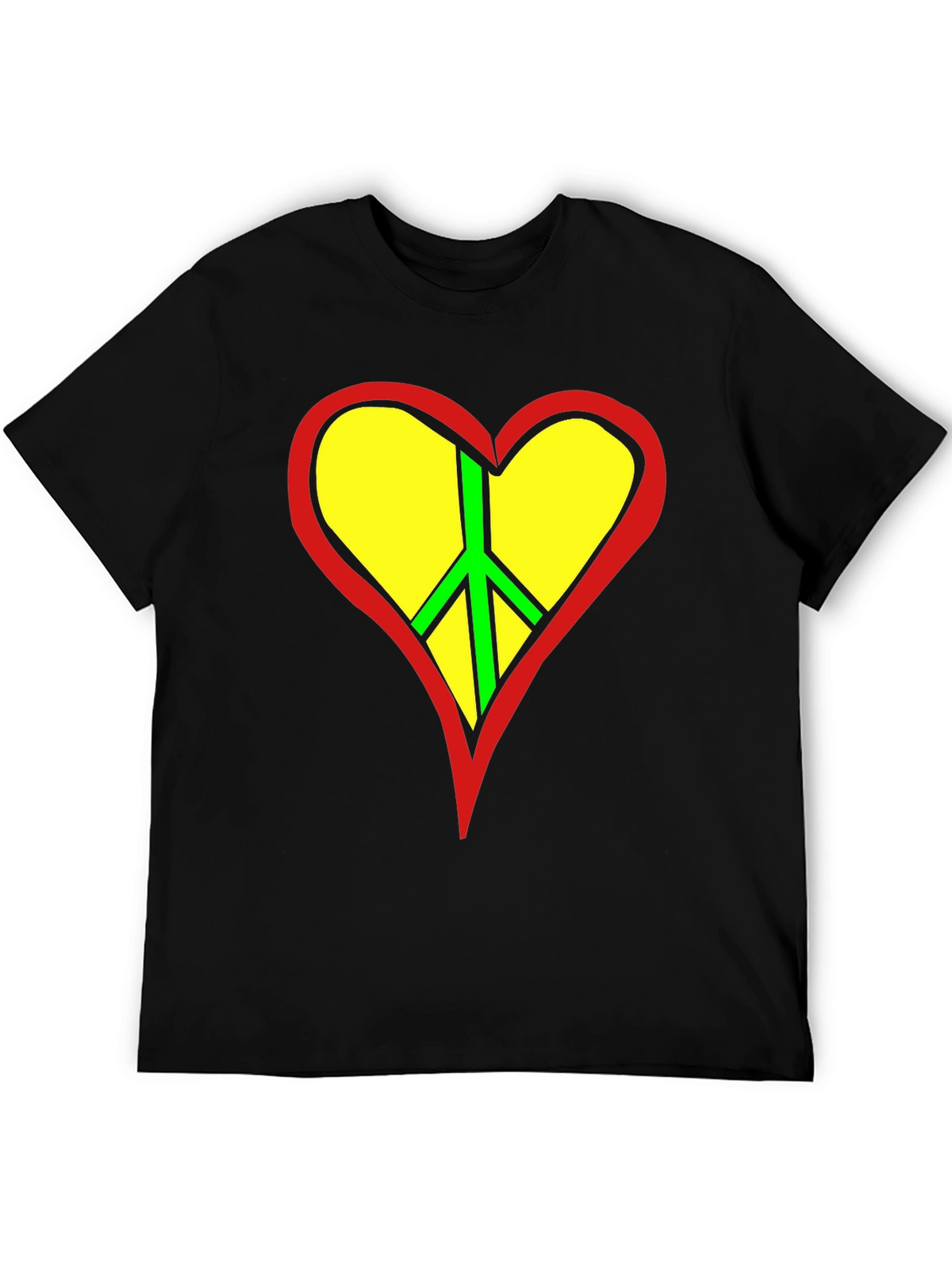 Peace Heart Graphic Tee - Black Cotton T-Shirt