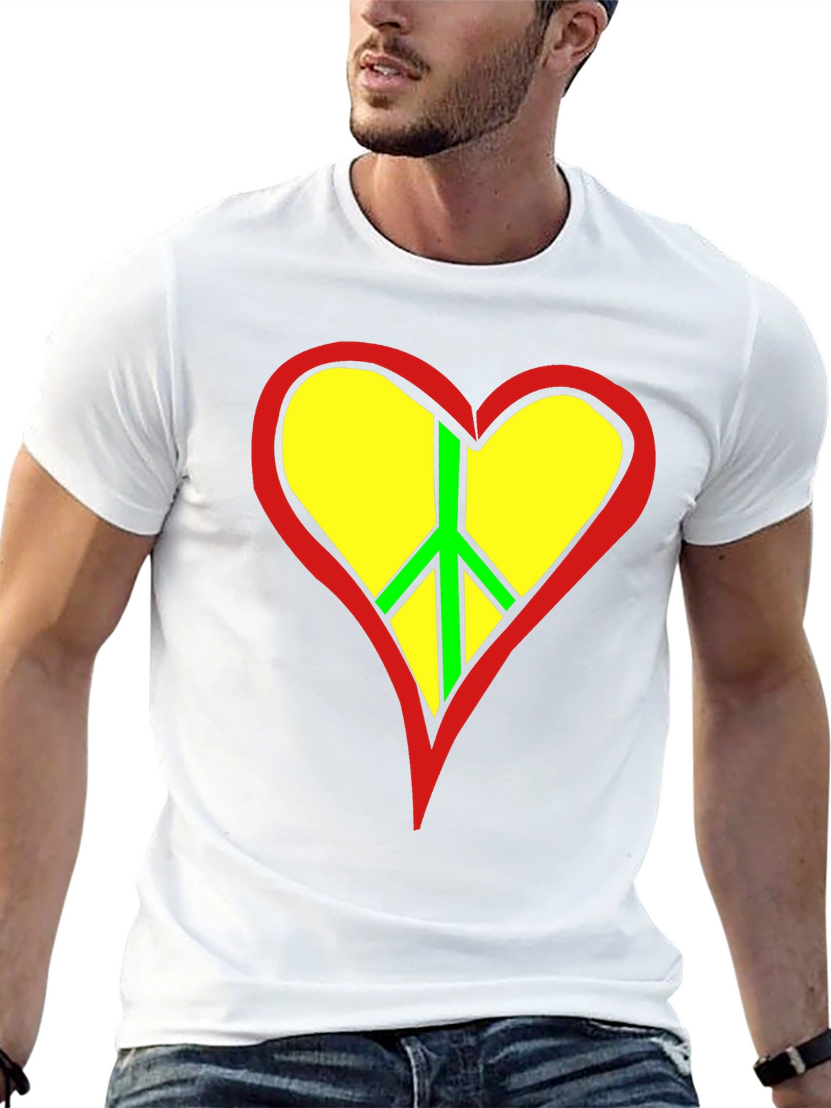 Peace Heart Graphic Tee - Black Cotton T-Shirt