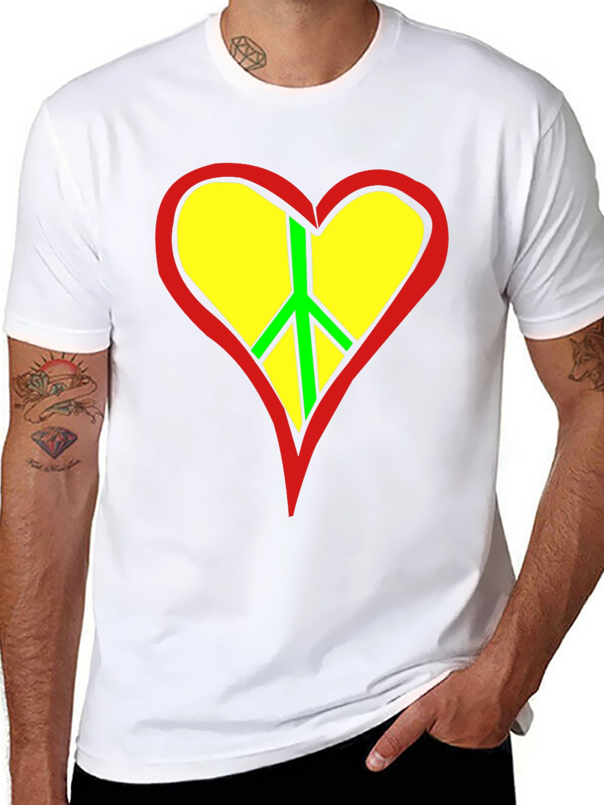 Peace Heart Graphic Tee - Black Cotton T-Shirt