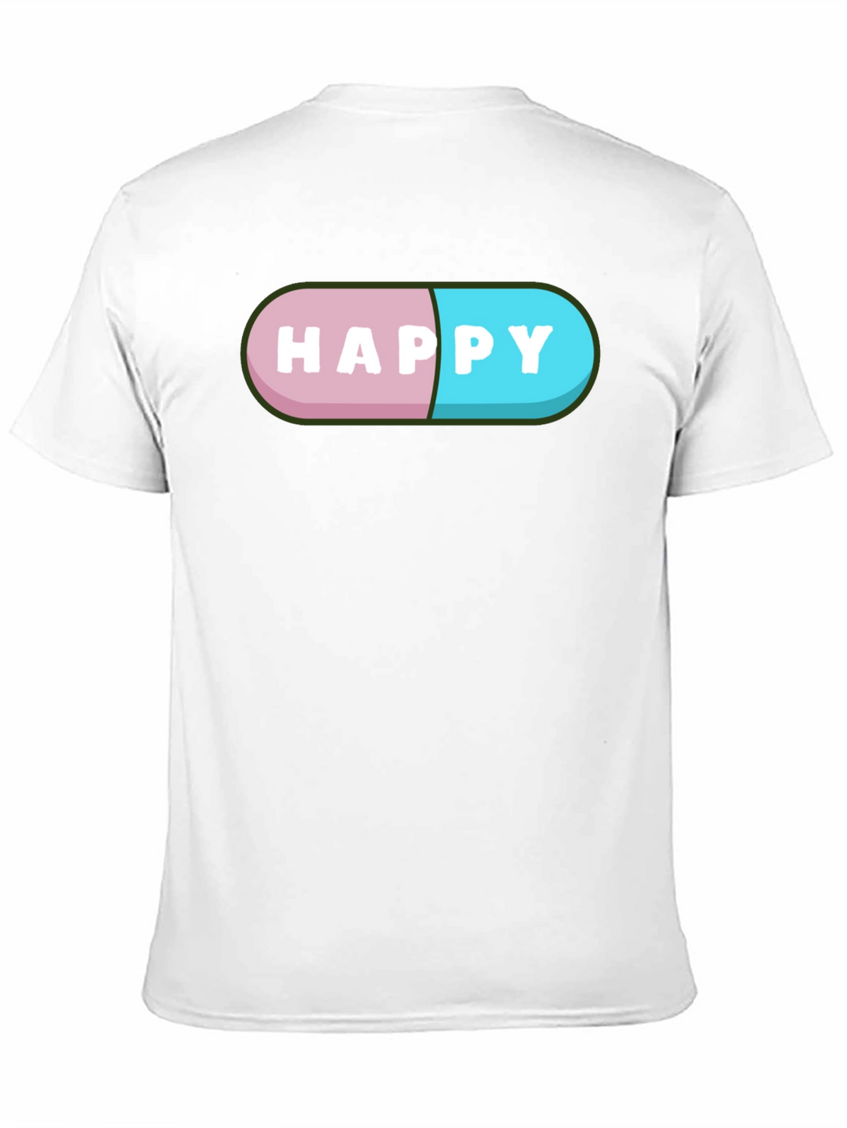Happy Pill Graphic T-Shirt - Black Casual Tee