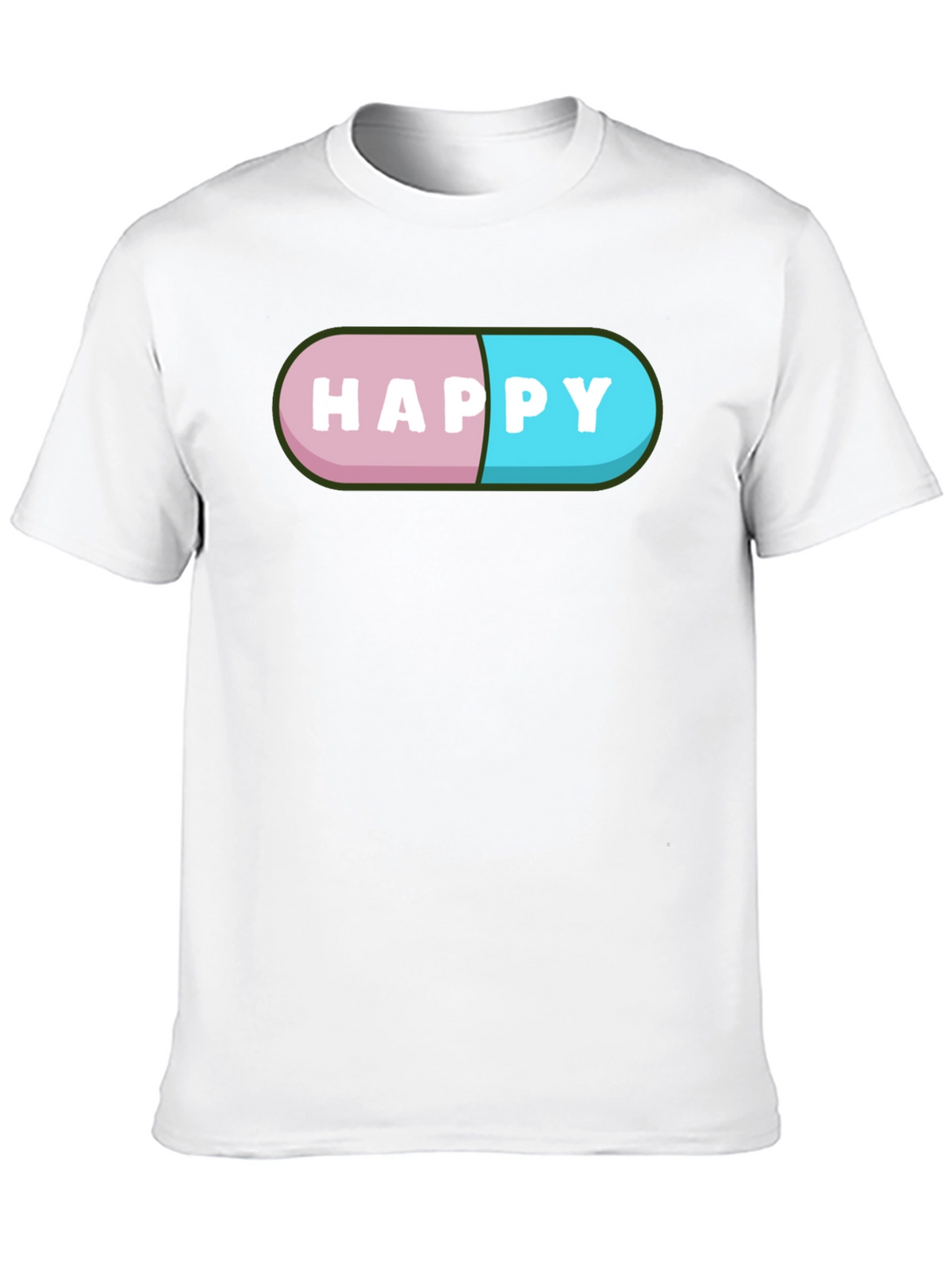 Happy Pill Graphic T-Shirt - Black Casual Tee