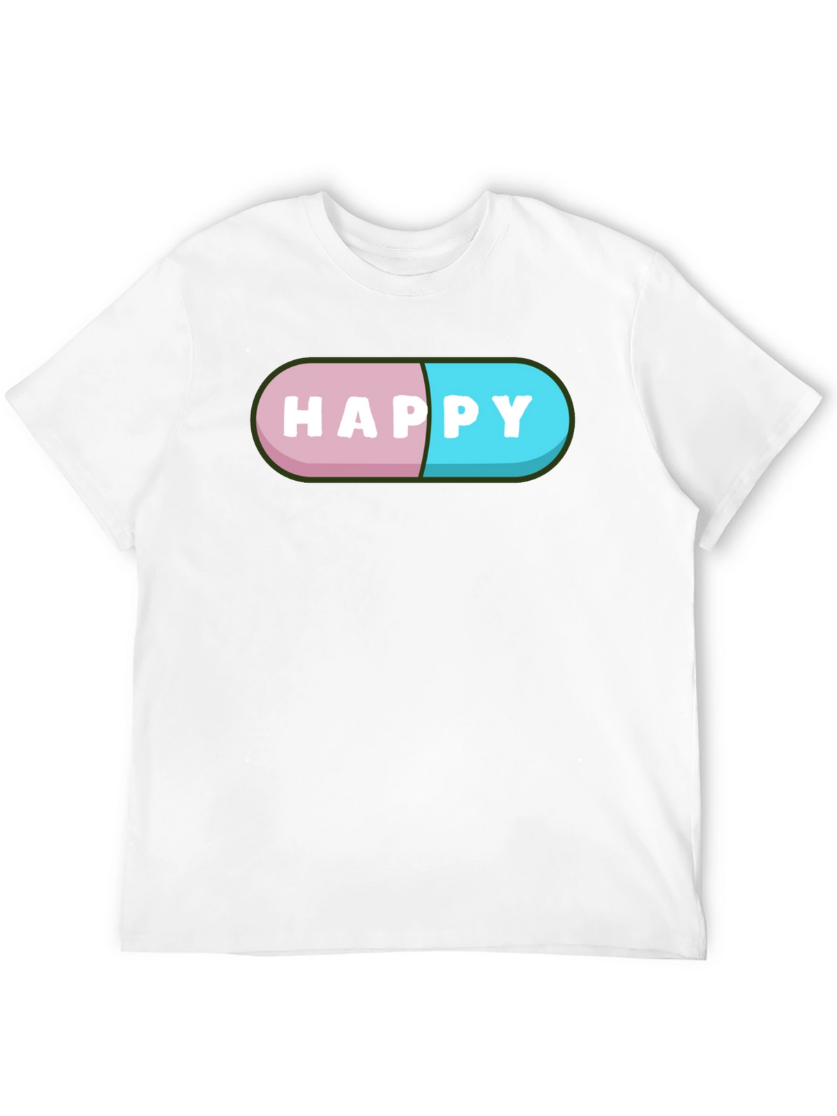 Happy Pill Graphic T-Shirt - Black Casual Tee