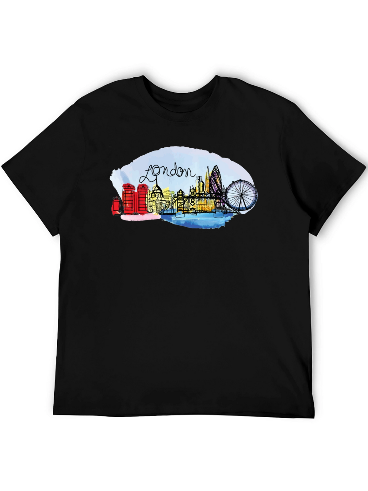London Skyline Graphic Tee - Black Cotton Blend