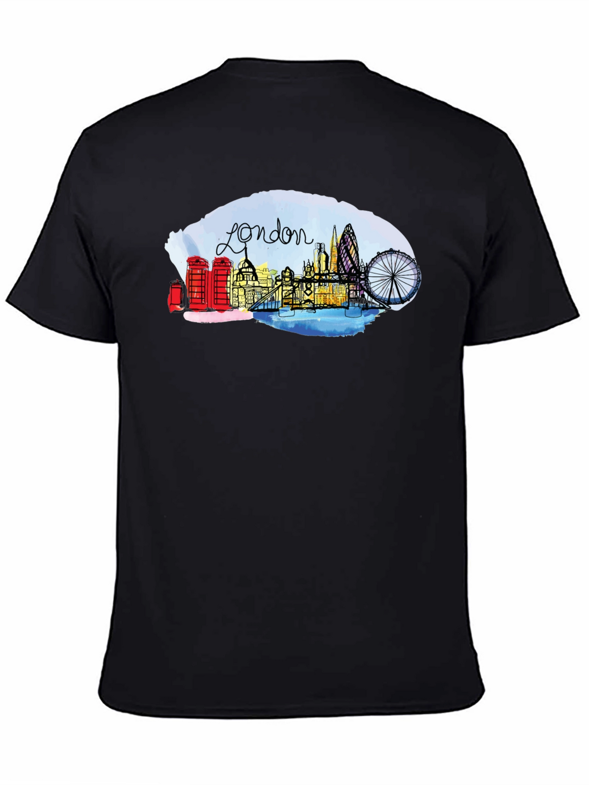 London Skyline Graphic Tee - Black Cotton Blend