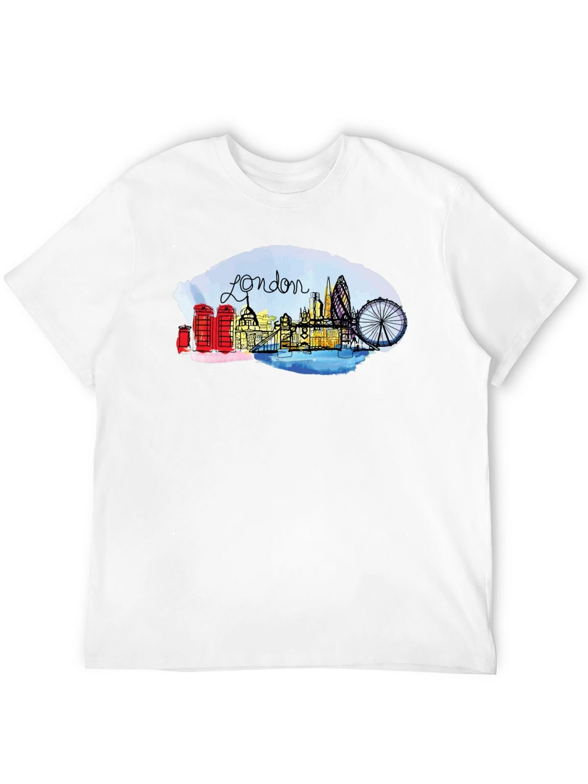 London Skyline Graphic Tee - Black Cotton Blend