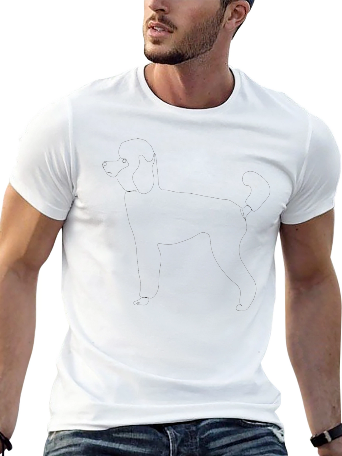 Black Poodle Outline Tee - Casual Comfort
