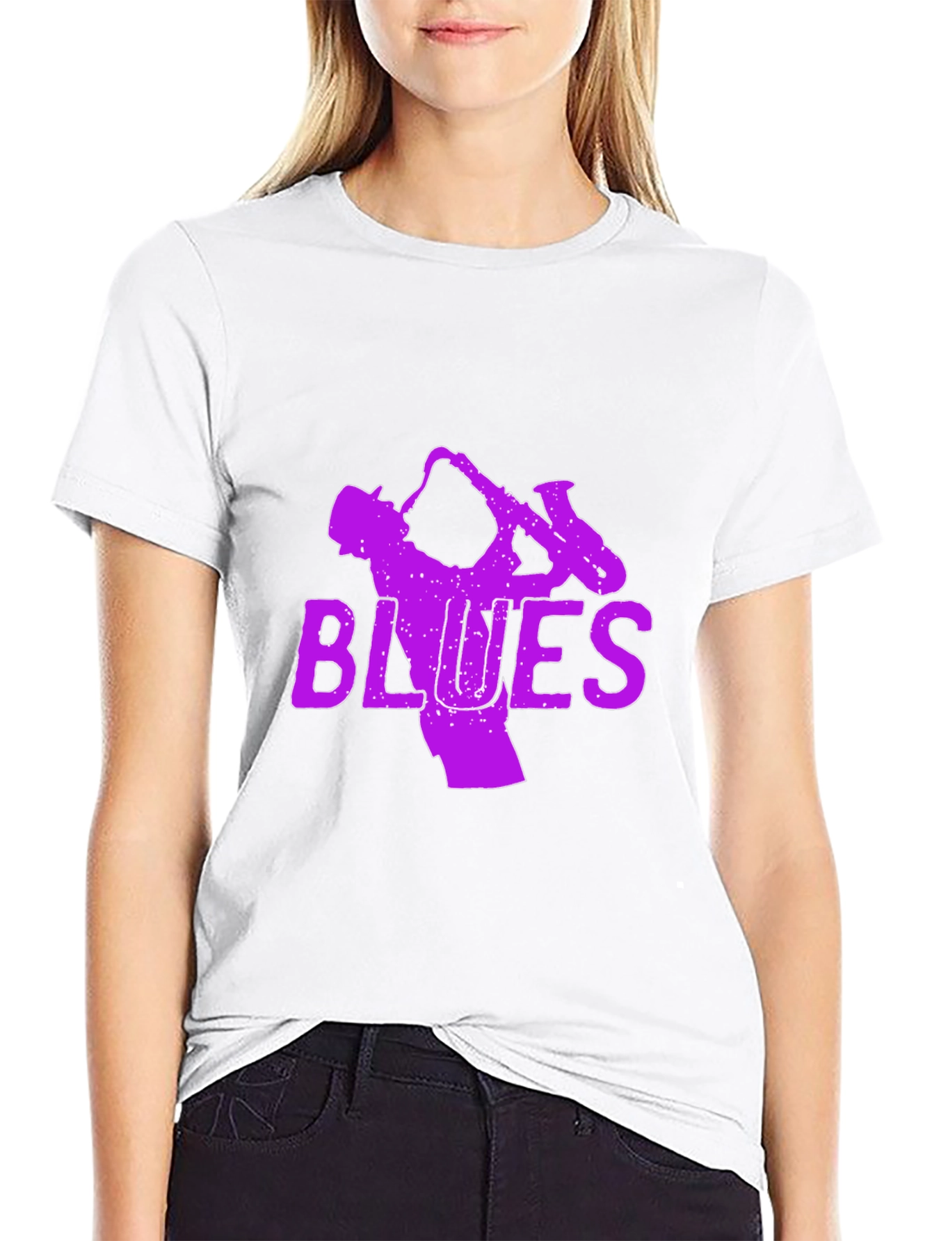 Blues Saxophone Graphic T-Shirt - Black