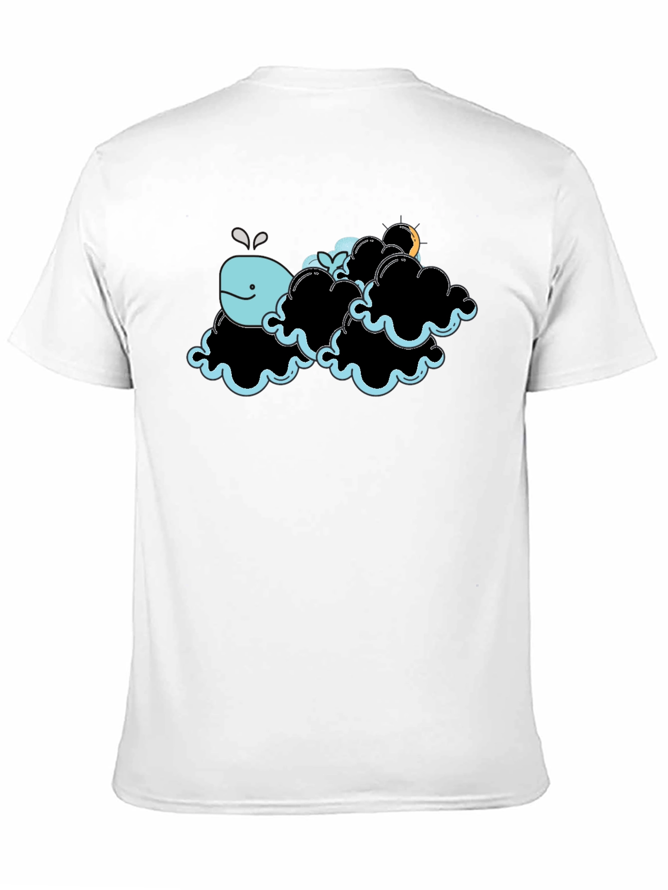 Whale in Clouds Graphic Tee - Black Cotton T-Shirt