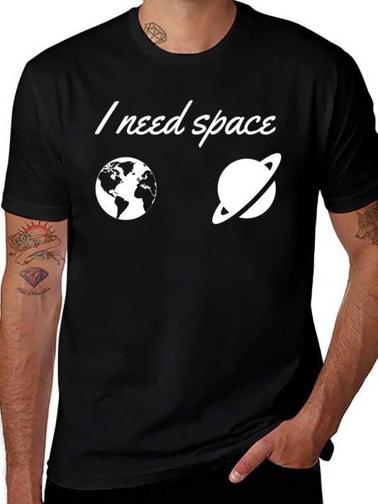 I Need Space Graphic T-Shirt - Earth & Saturn Design