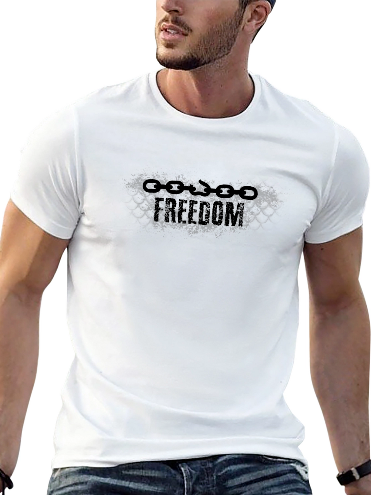 Freedom Chains Graphic Tee - Black Cotton Comfort