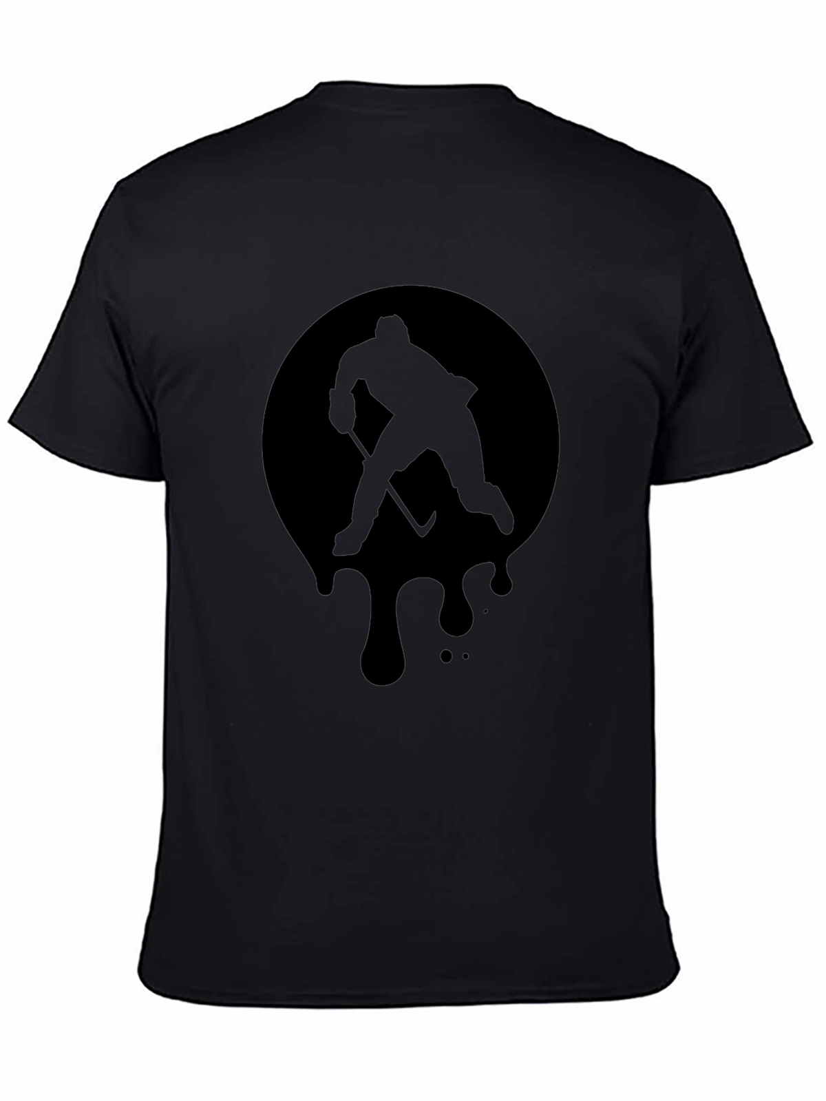 Hockey Player Graphic Tee - Black Cotton T-Shirt