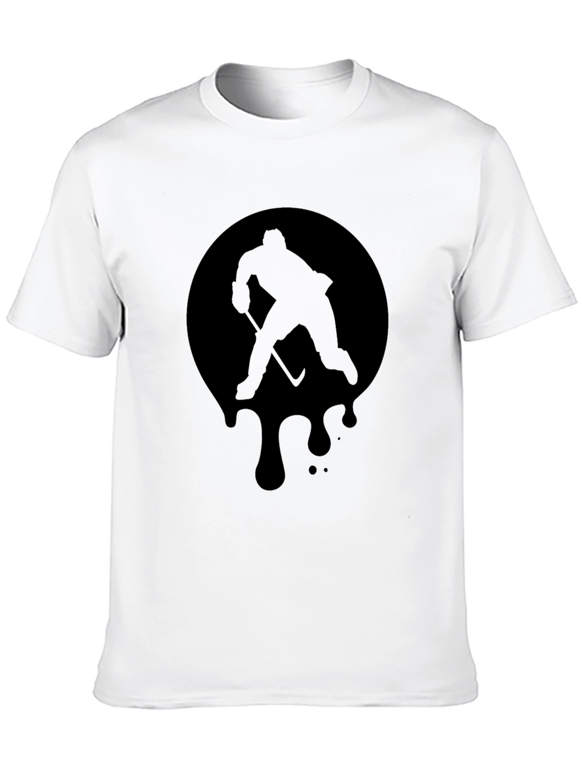 Hockey Player Graphic Tee - Black Cotton T-Shirt