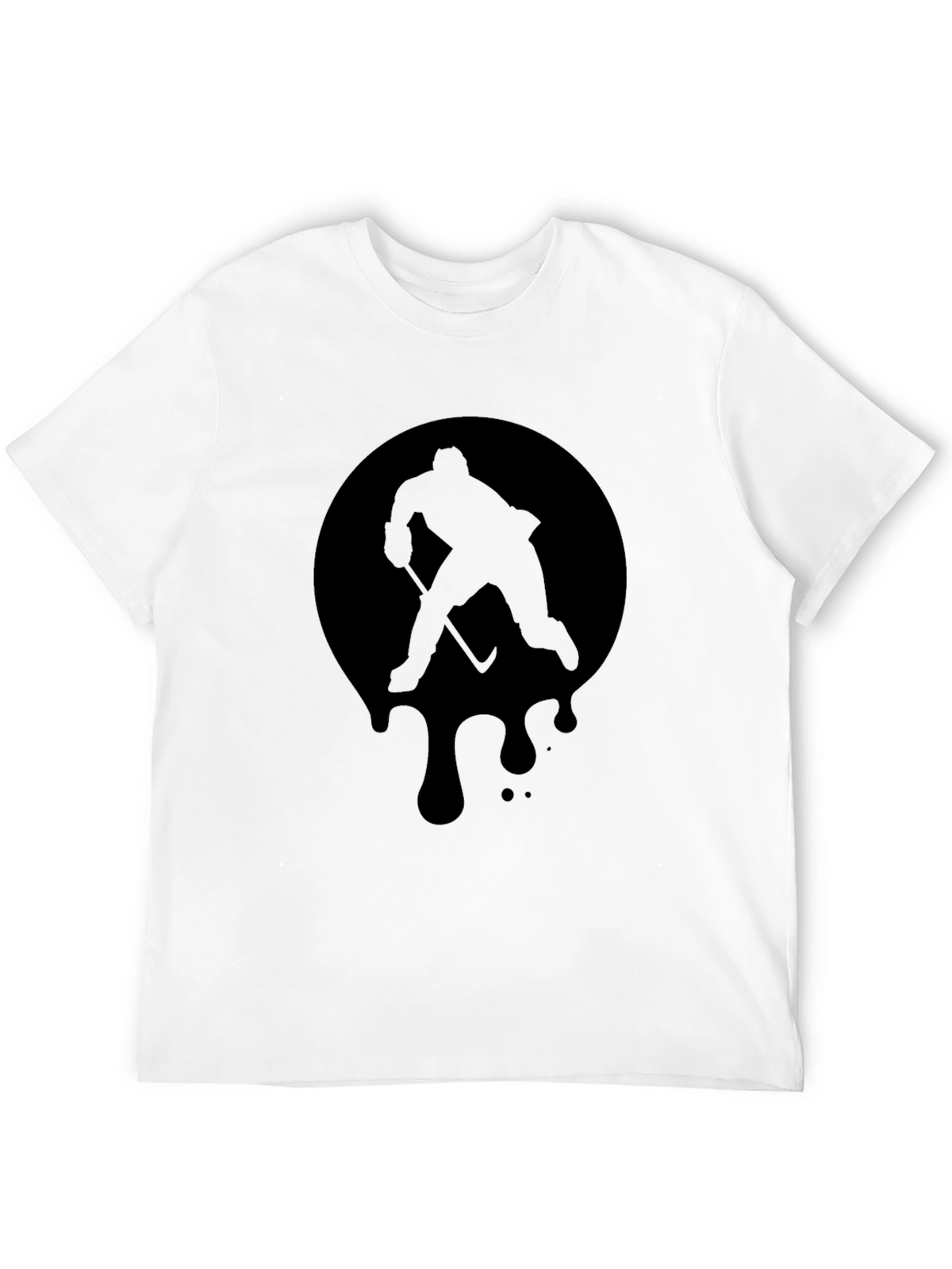Hockey Player Graphic Tee - Black Cotton T-Shirt