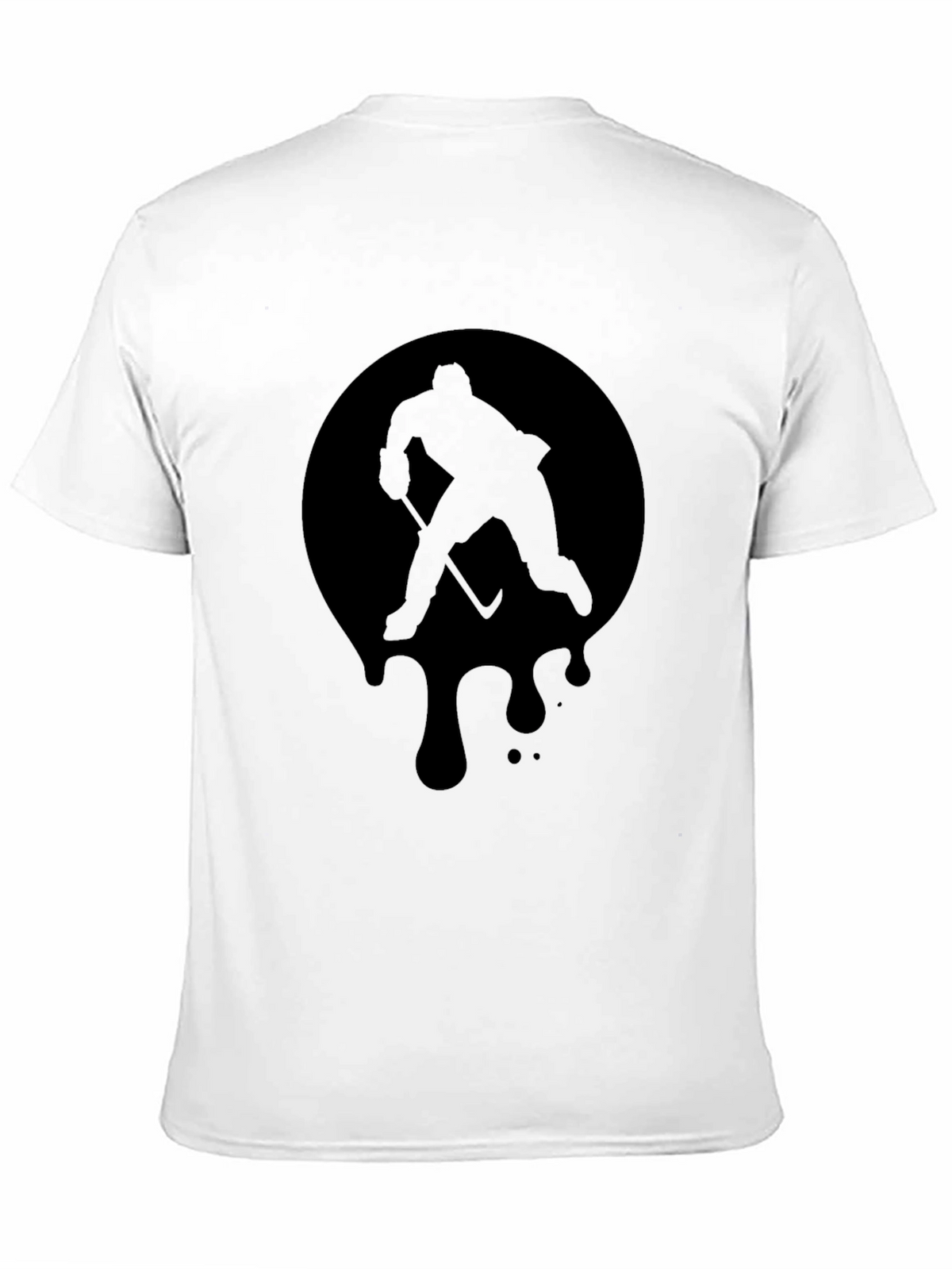 Hockey Player Graphic Tee - Black Cotton T-Shirt